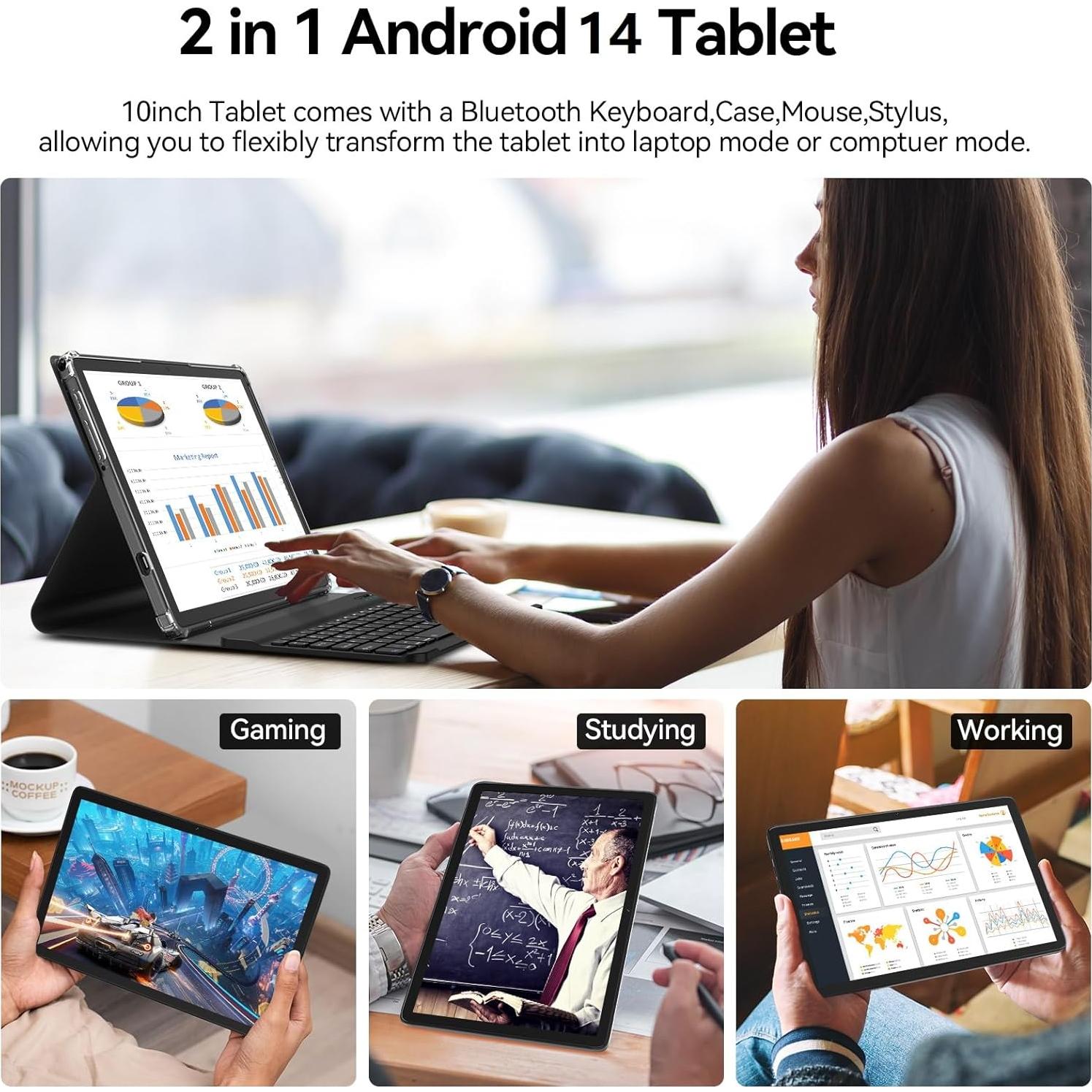 Tableta Android 14 FEONAL 10.1" 128GB 14GB RAM 5G