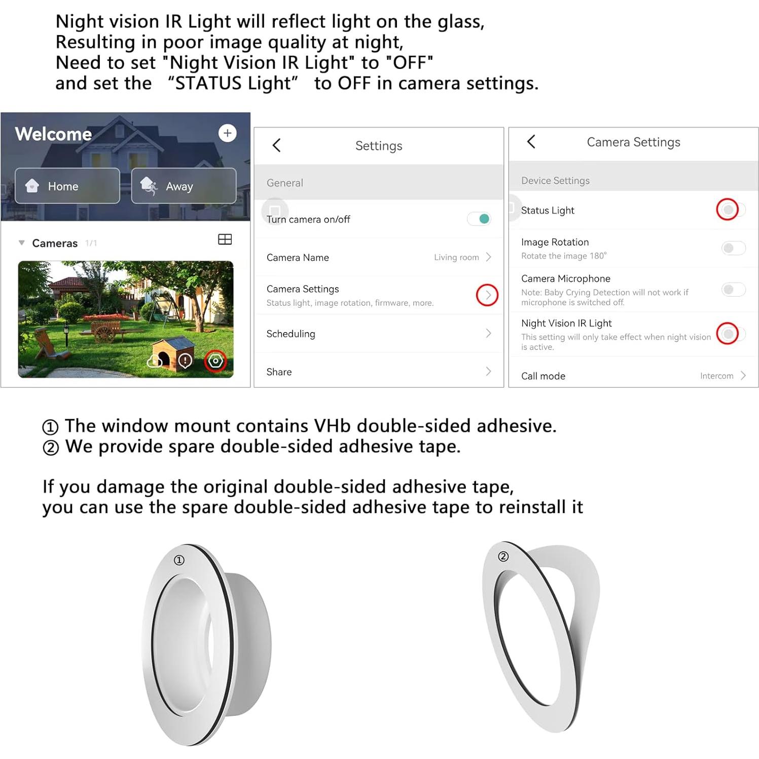 Soporte de Ventana Teccle para Cámara Yi Home - Paquete de 2