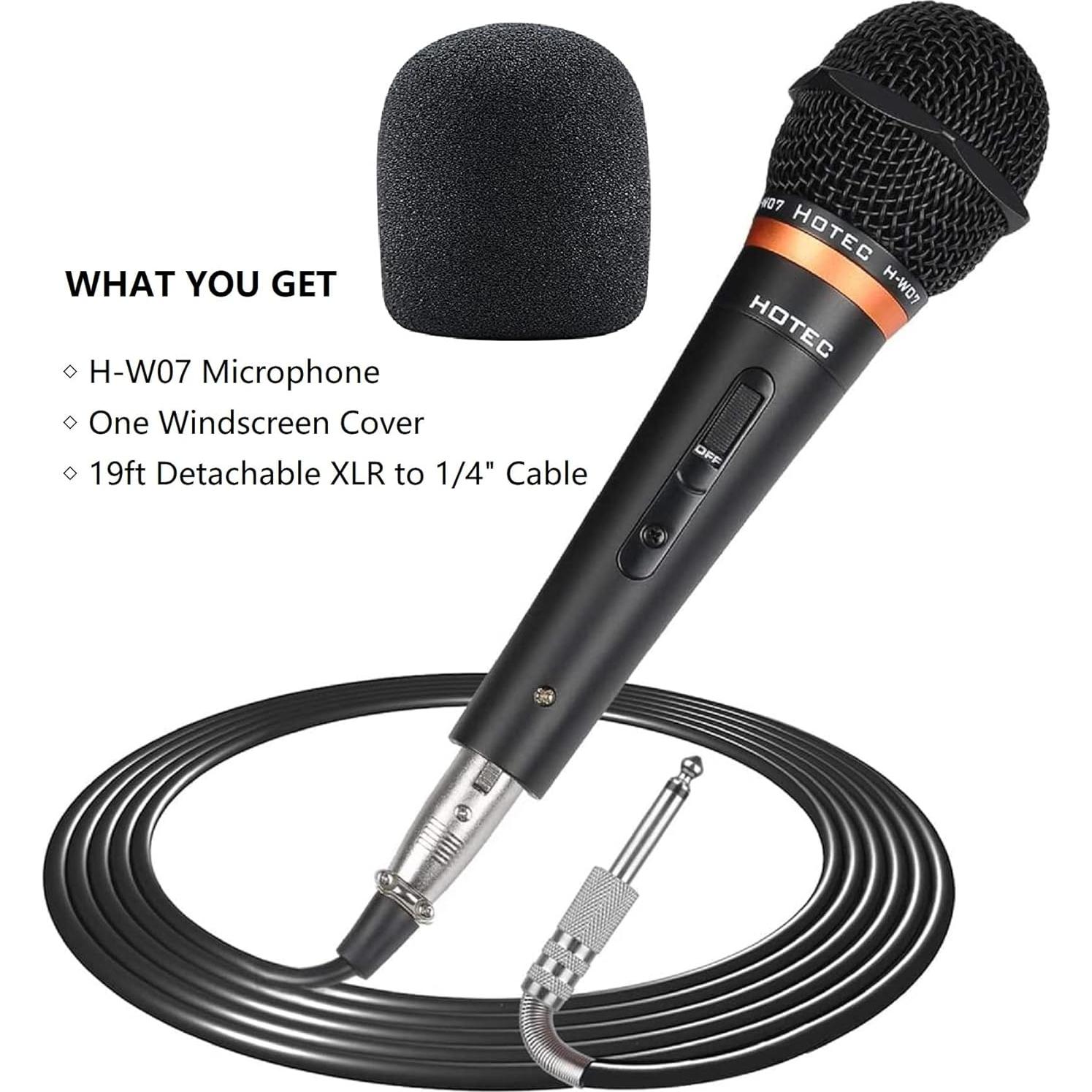 Micrófono Dinámico de Mano HOTEC H-W07 con Cable XLR 5.79m