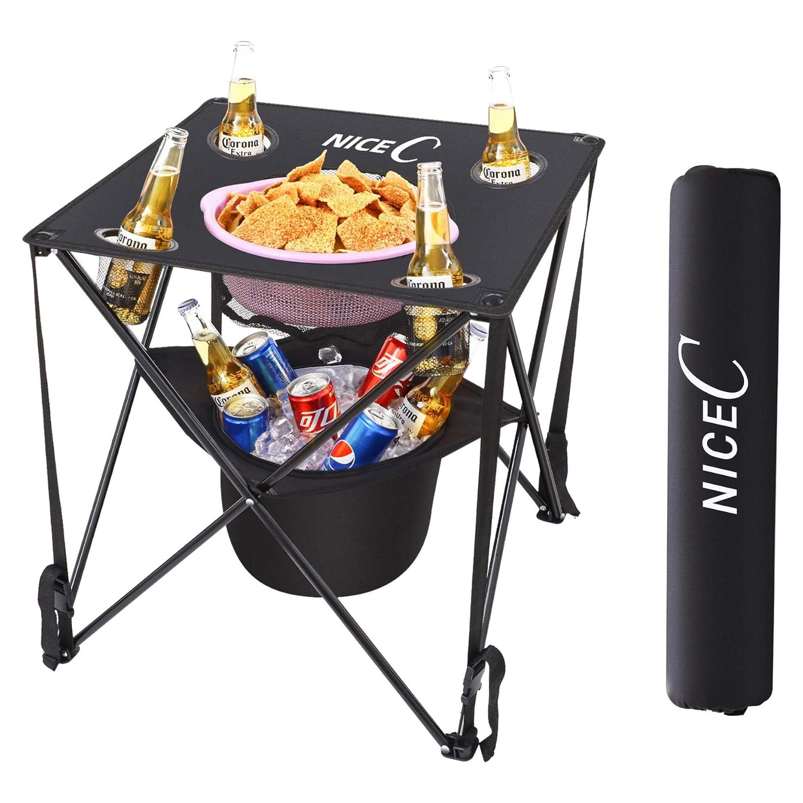 Mesa Camping Nice C con Enfriador Aislado y Bolsa de Transporte