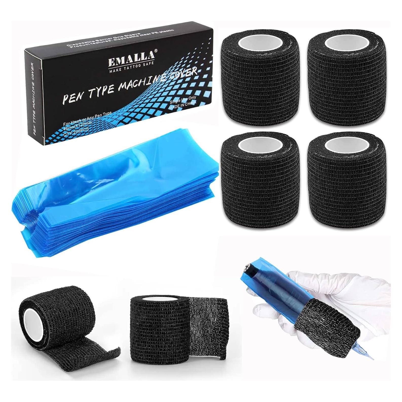 Cubiertas de máquina de tatuaje Urknall 200pcs + 4pcs cinta