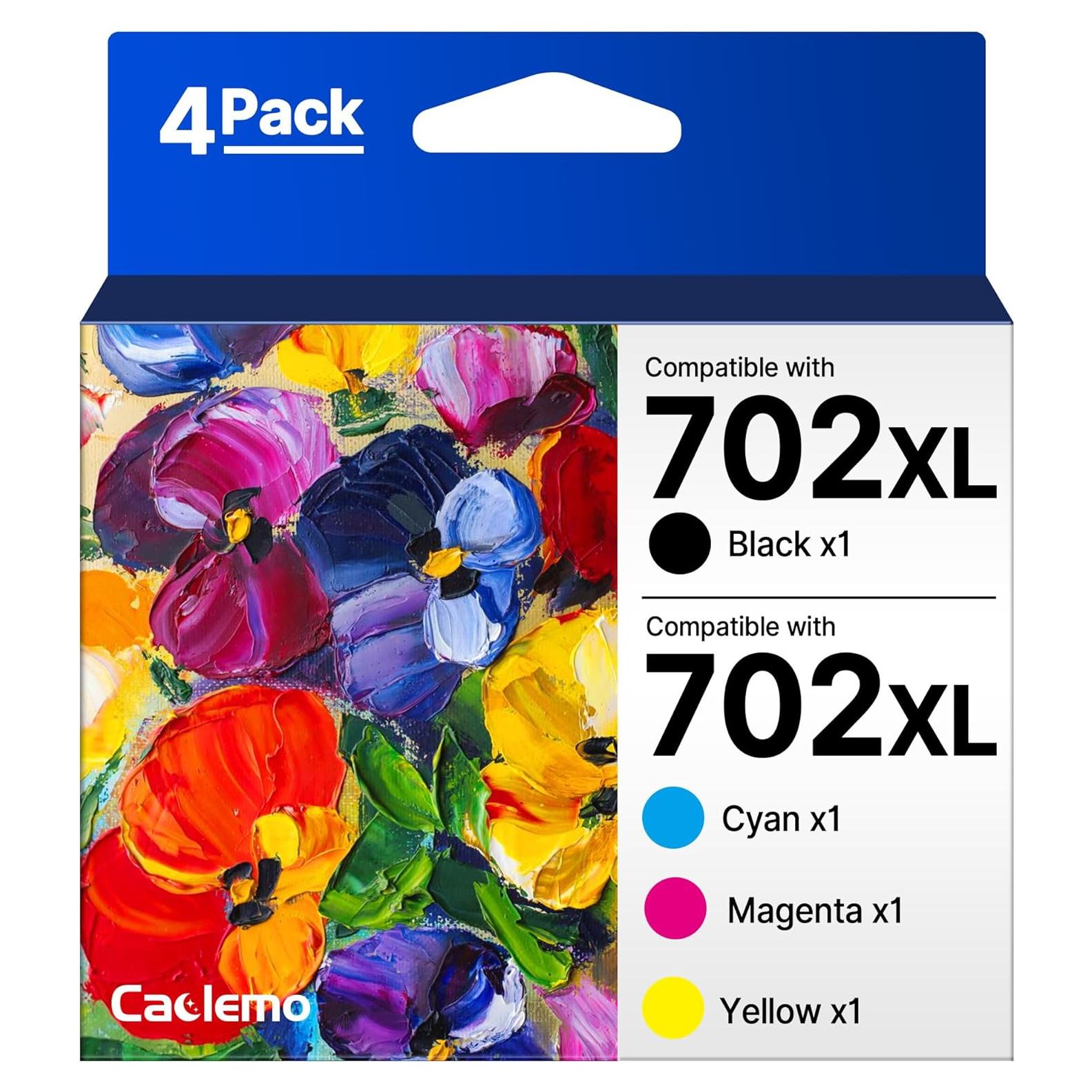 Cartuchos de tinta 702XL Caclemo para impresora Epson - Paquete de 4