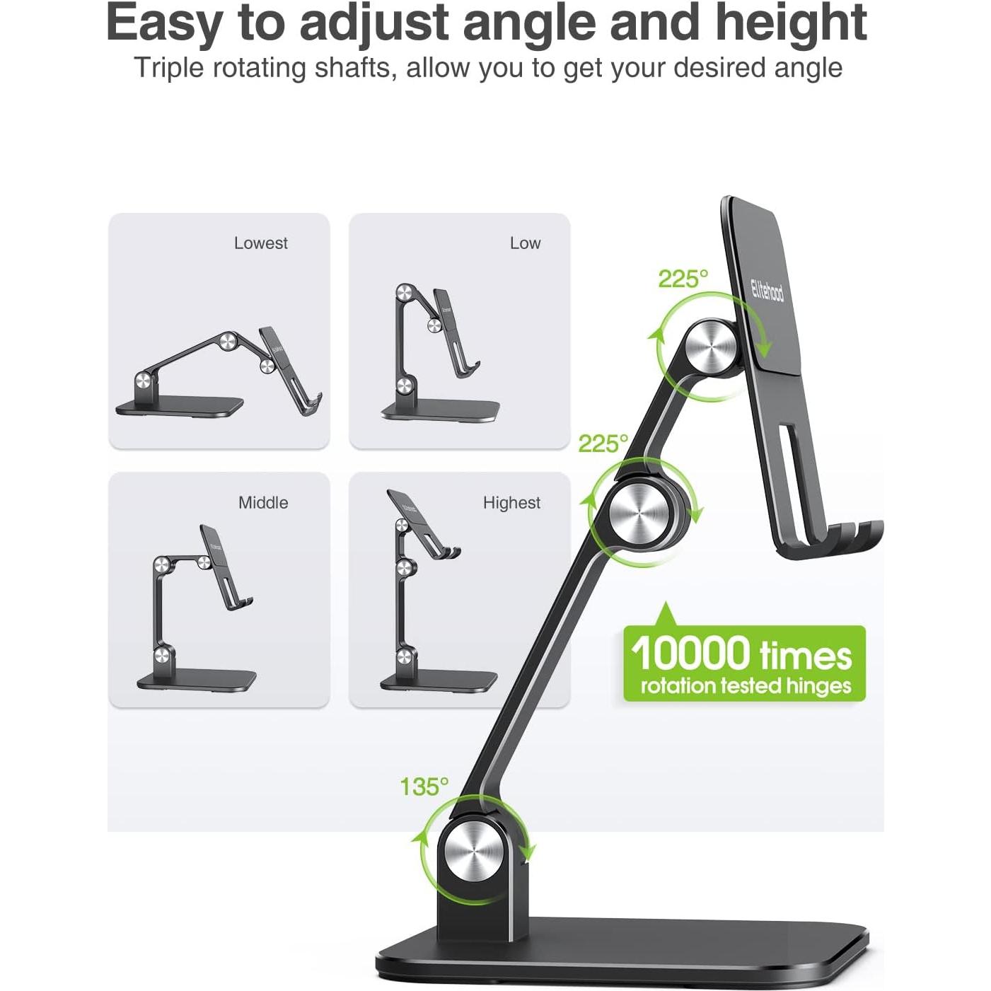 Soporte de Aluminio Elitehood DT-013 para iPad Ajustable Negro