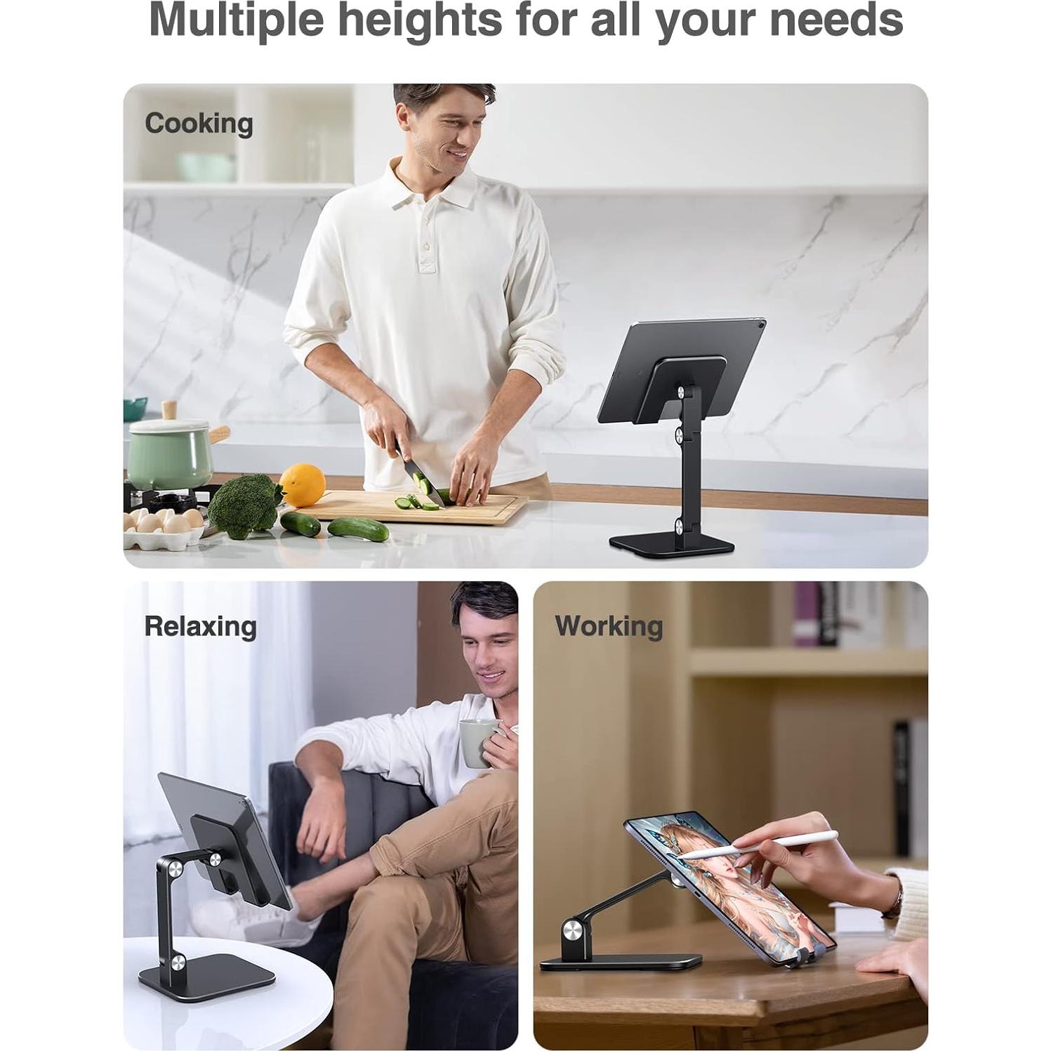 Soporte de Aluminio Elitehood DT-013 para iPad Ajustable Negro