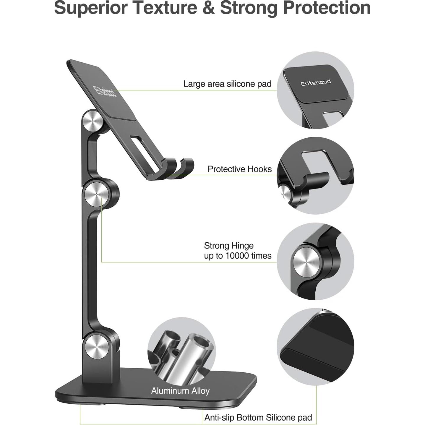 Soporte de Aluminio Elitehood DT-013 para iPad Ajustable Negro