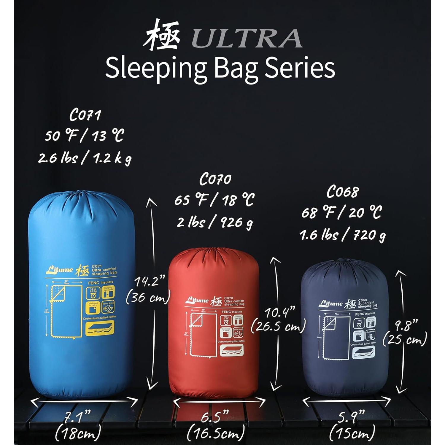 Saco de dormir Litume C071 Ultra Comfort 10°C 1.6kg 3 temporadas