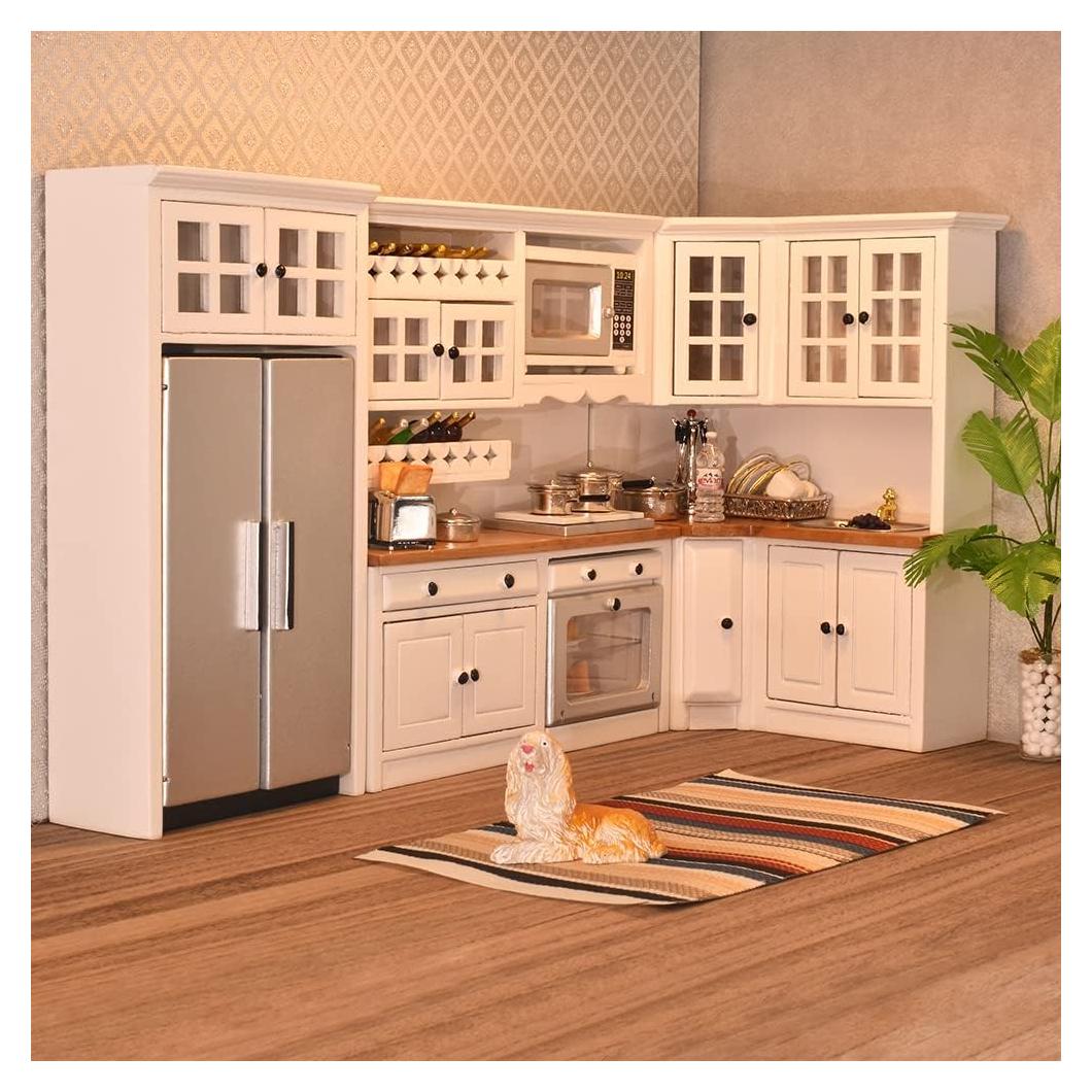 Conjunto de Cocina de Muñecas iLAND 1/12 Madera Blanca