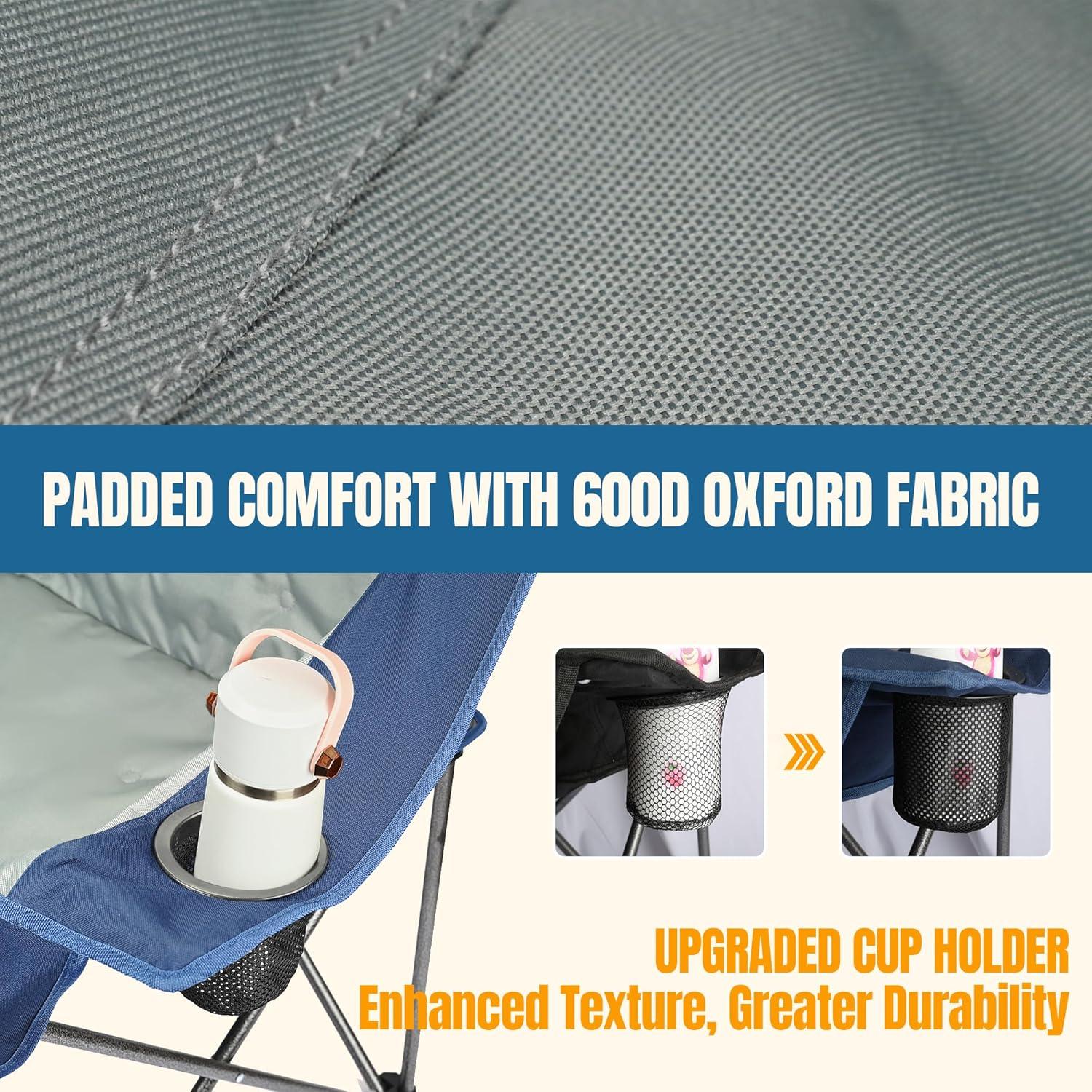 Silla de Camping Doble Newbro Plegable Acolchada 272 kg Azul