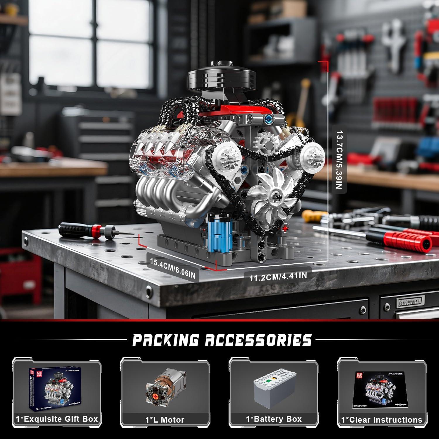 Kit Motor V8 Mould King 487 Piezas para Adultos STEM
