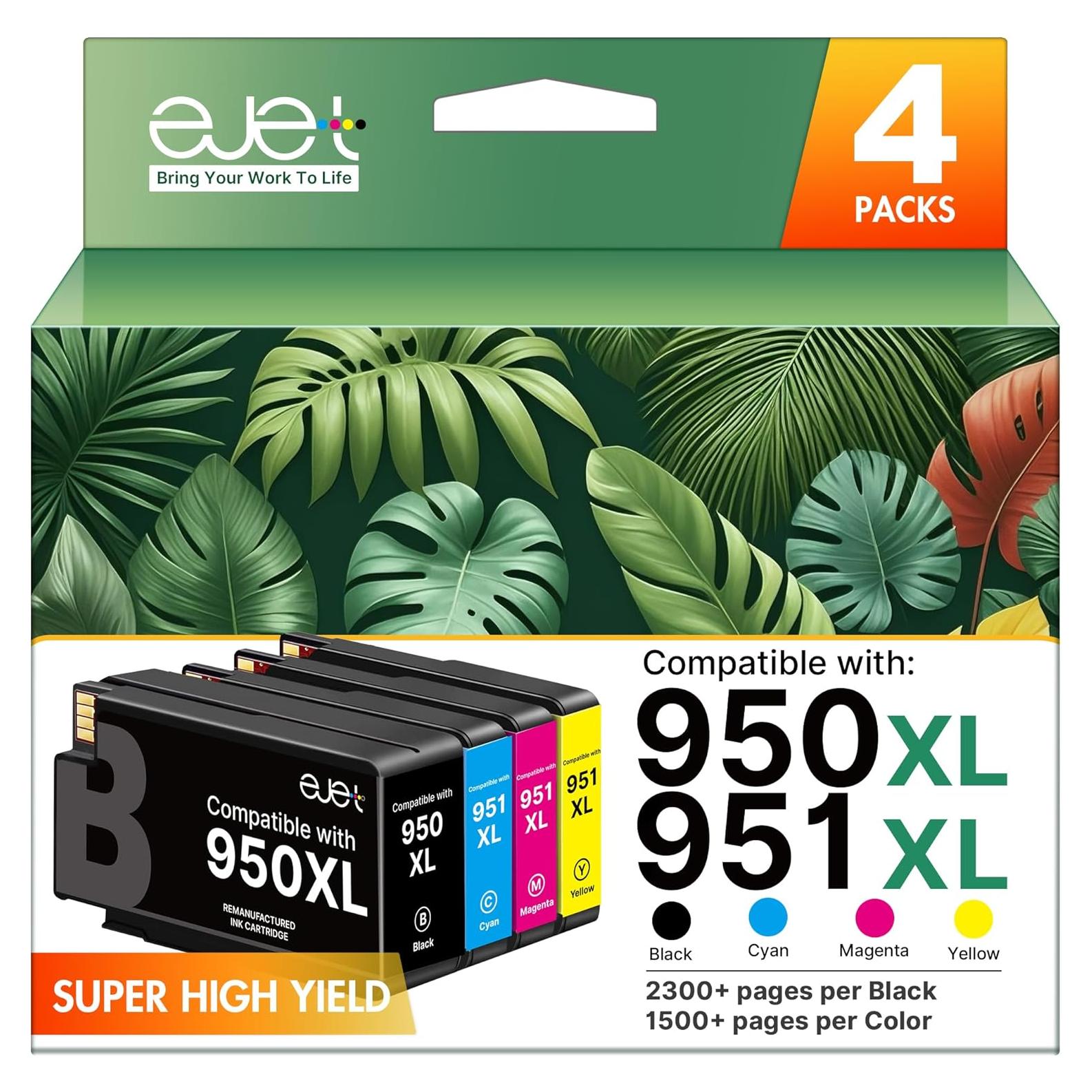Cartuchos de Tinta ejet 950XL 951XL Compatibles HP - 4 Unidades