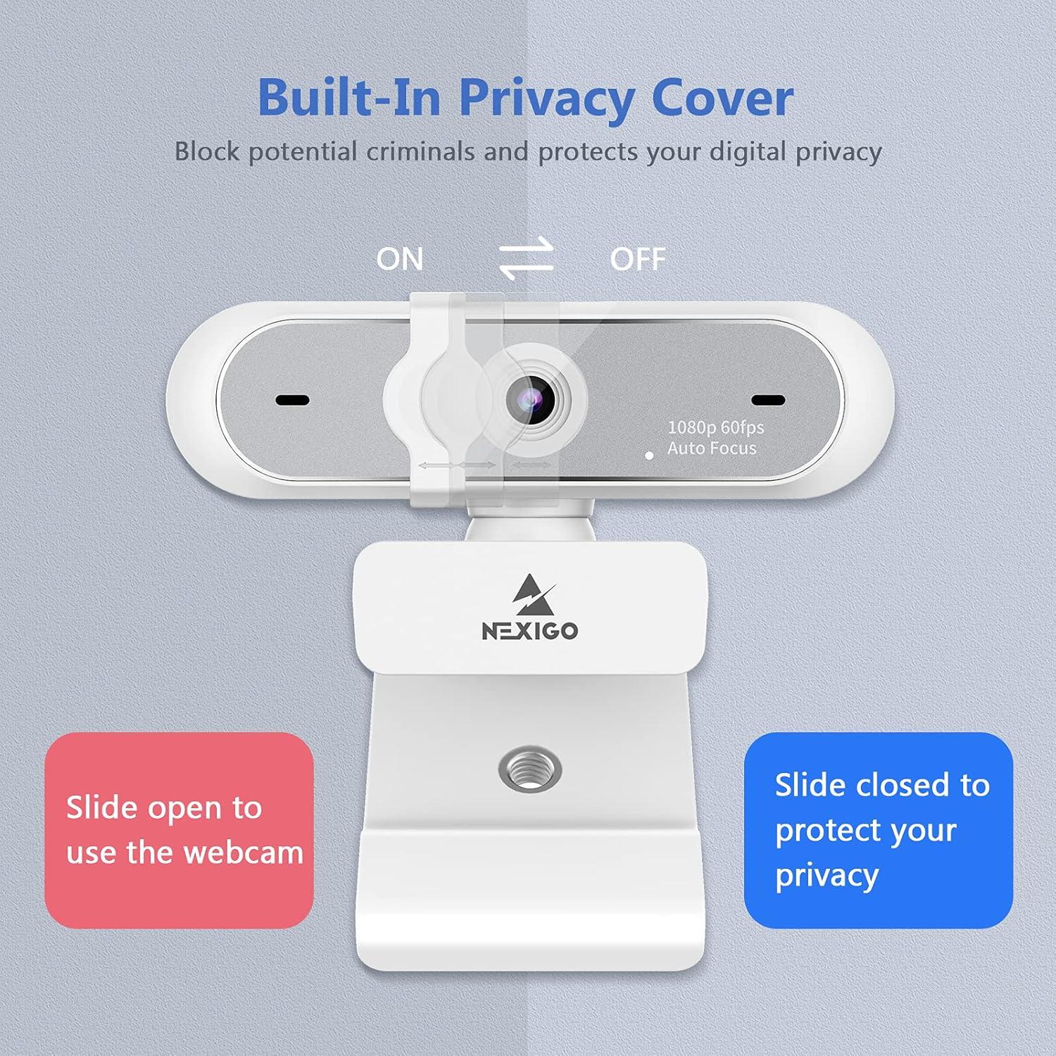 Webcam NexiGo N660P Gen 2 1080P 60FPS con Micrófono y Cubierta