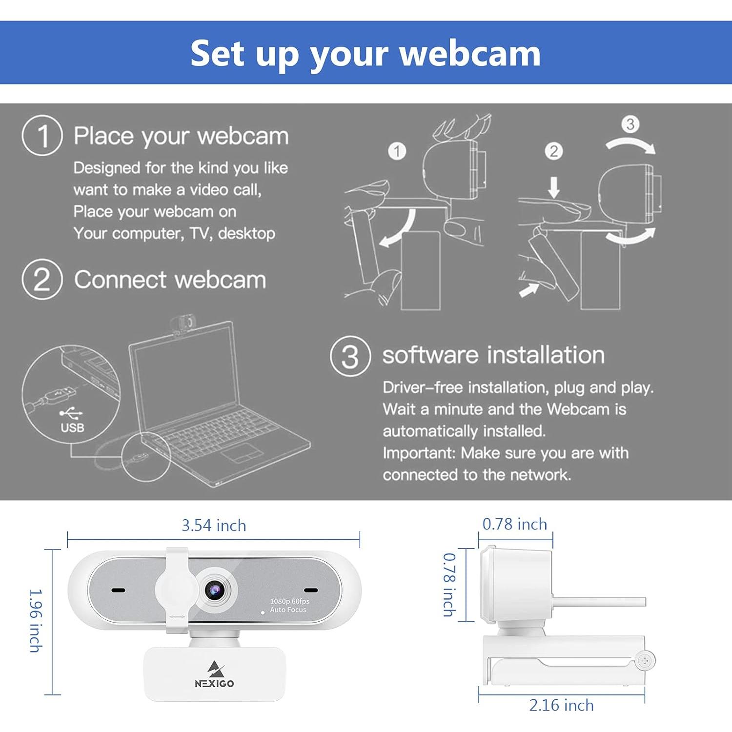 Webcam NexiGo N660P Gen 2 1080P 60FPS con Micrófono y Cubierta