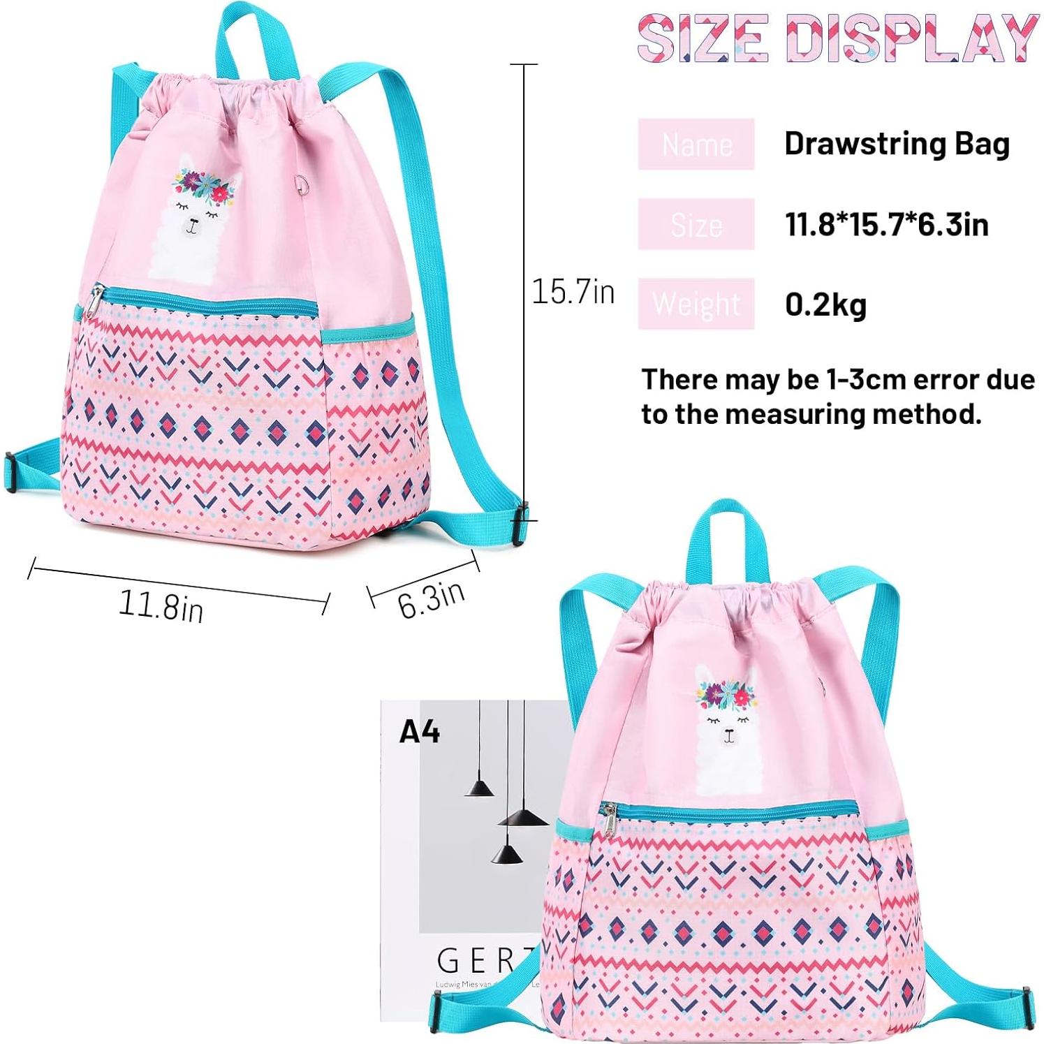 Mochila de Cuerda Ryushoyo Alpaca Azul Rosa 30x40cm 19L