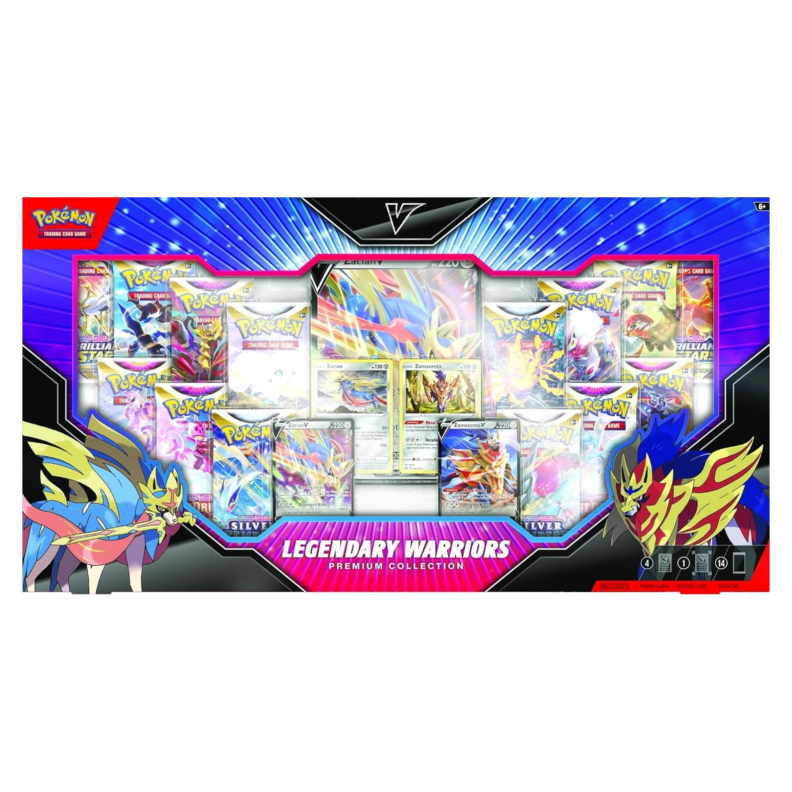 Caja Colección Premium Pokémon TCG Zacian Zamazenta 14 Paquetes