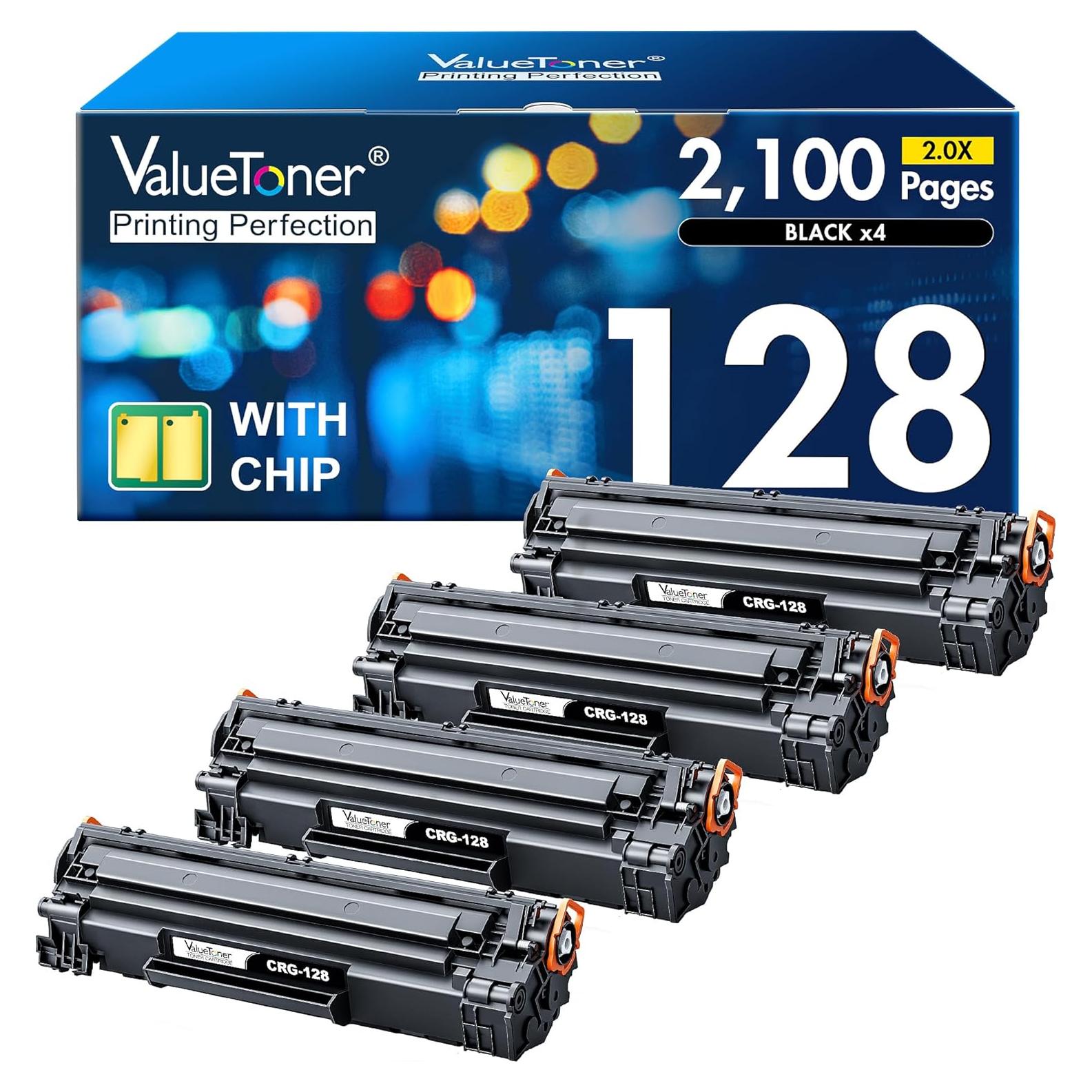 Cartucho de Tóner Negro Valuetoner CRG128 Compatible 4-Pack