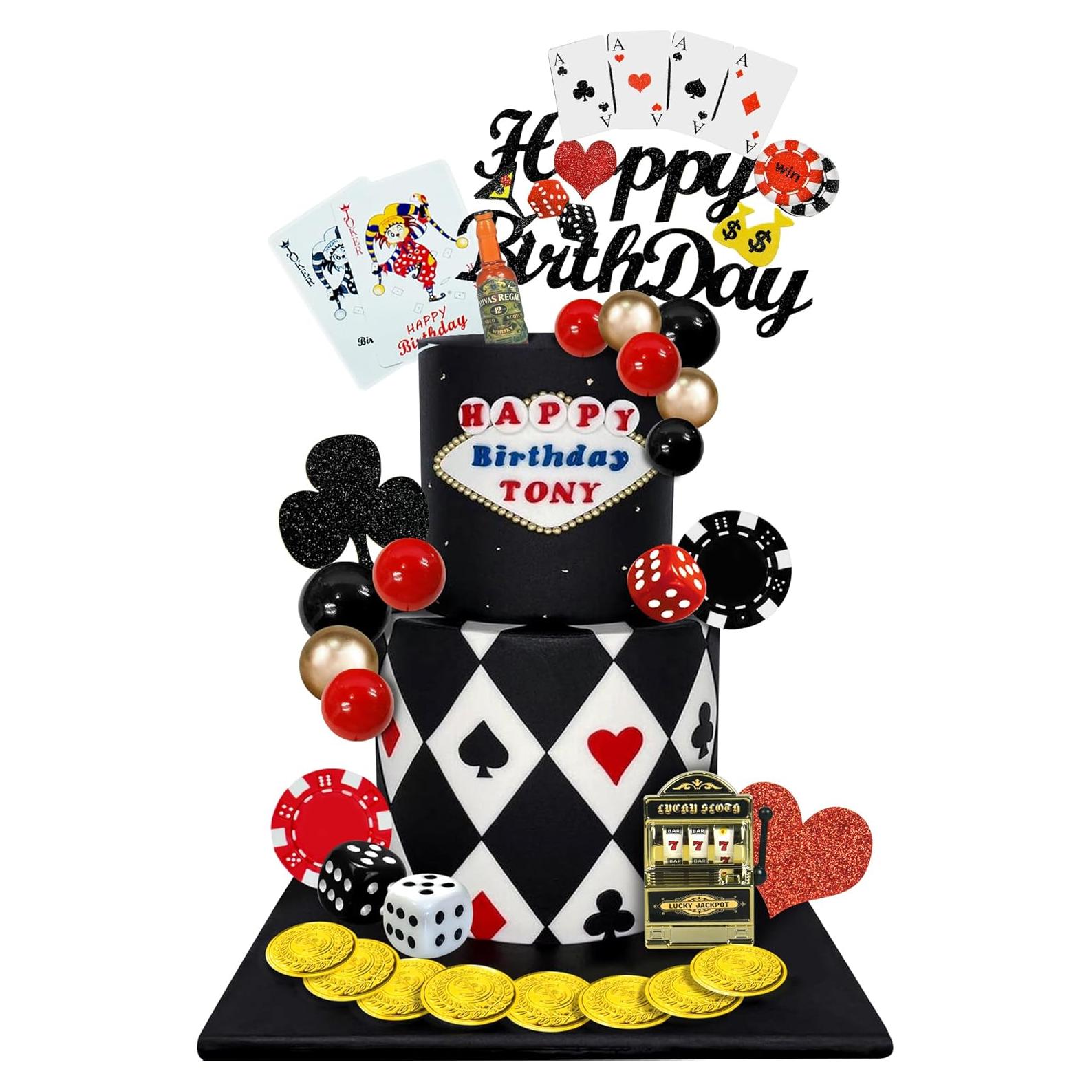 35 PCS Decoraciones para Pasteles Casino DRWATE - Fichas y Dados