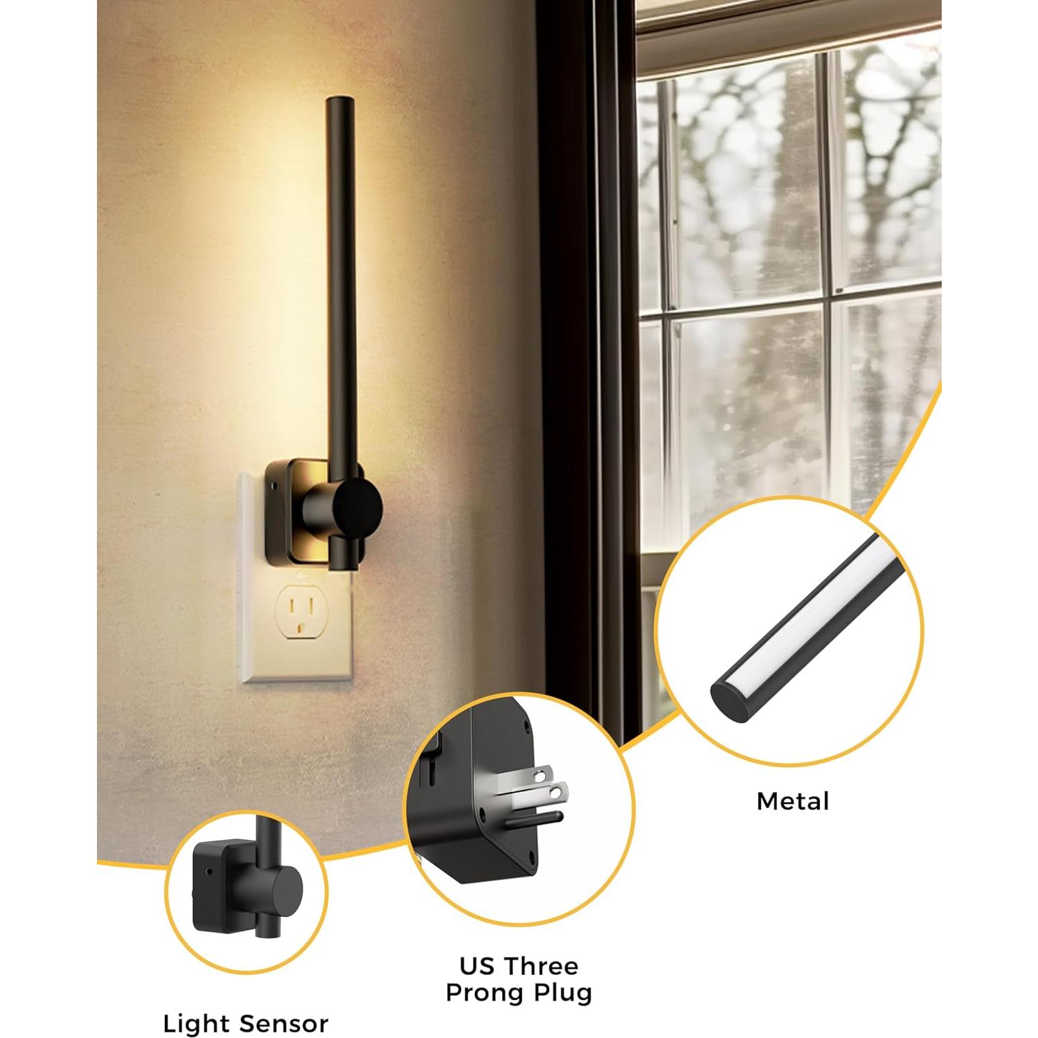 Luz Nocturna LED Regulable L LOHAS 2W 200LM Negra 3000K