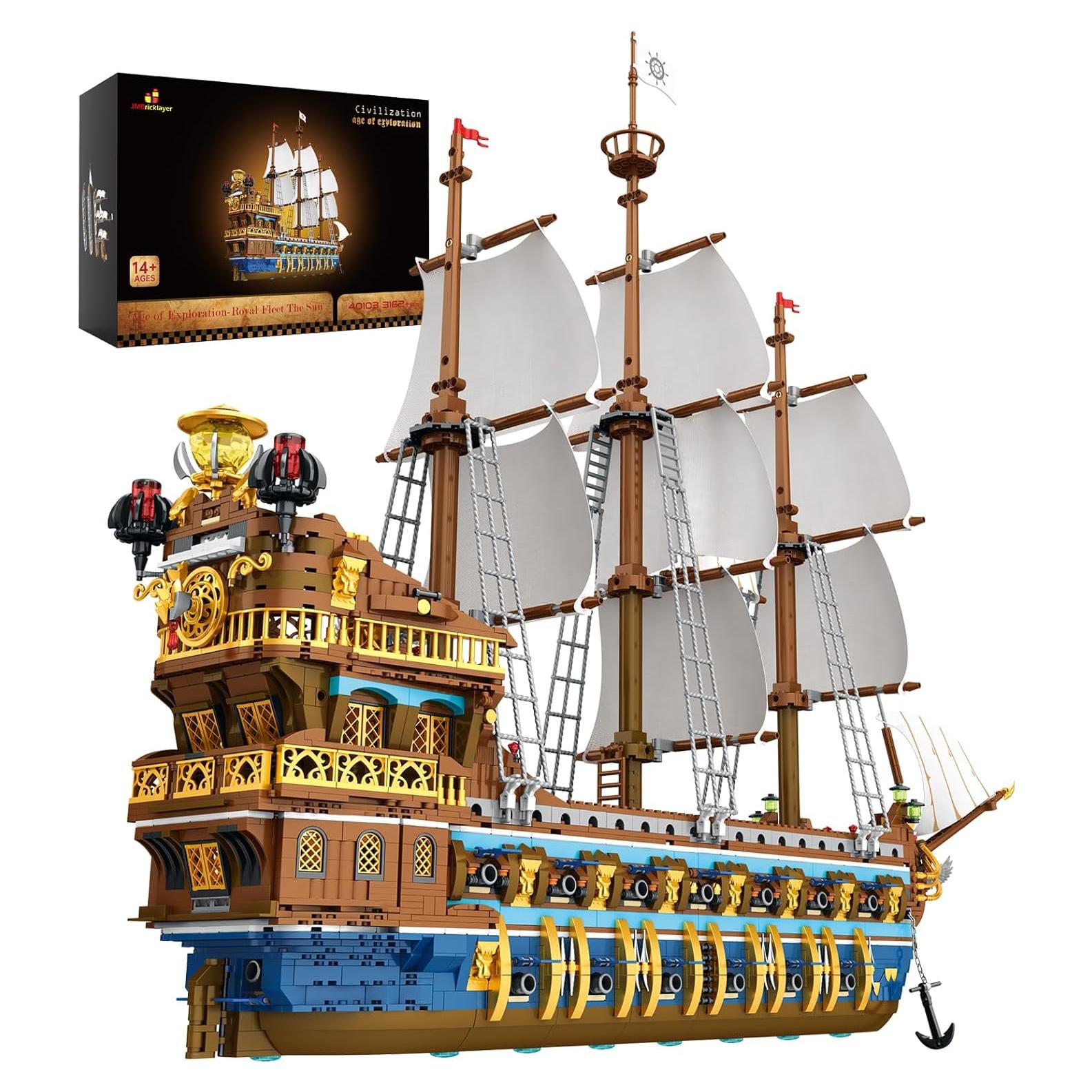 JMBricklayer Barco Pirata Dorado 3162 Piezas 80x70x20 cm