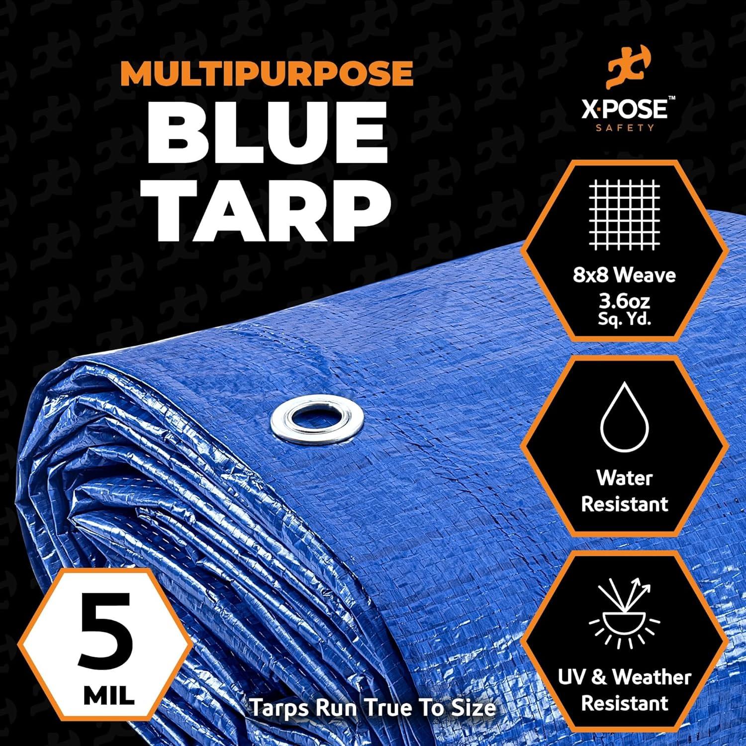 Lona Azul de Polietileno 5x7 ft - Xpose Safety 5 Mil Impermeable