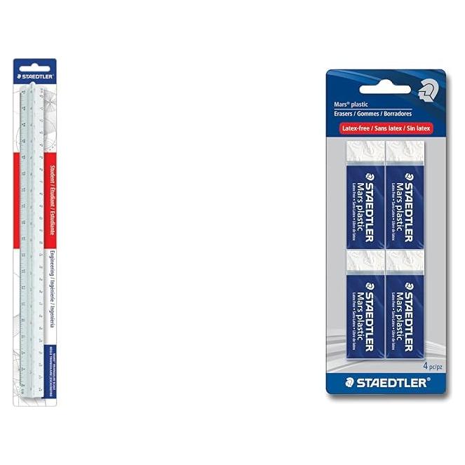 Escala Triangular de Ingenieros 30 cm + 4 Gomas STAEDTLER