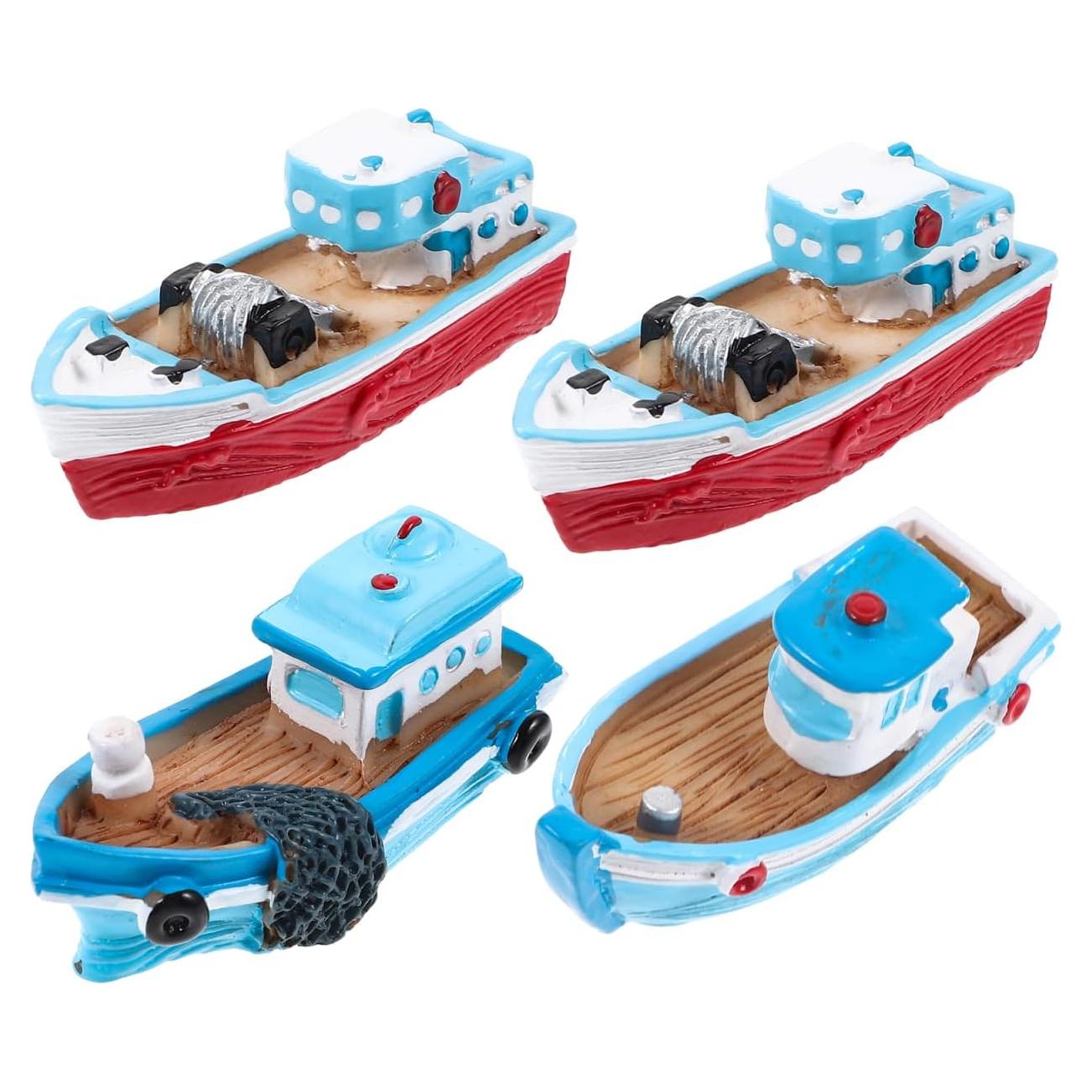 Adornos de Barco de Pesca Miniatura NUOBESTY - 4 Piezas