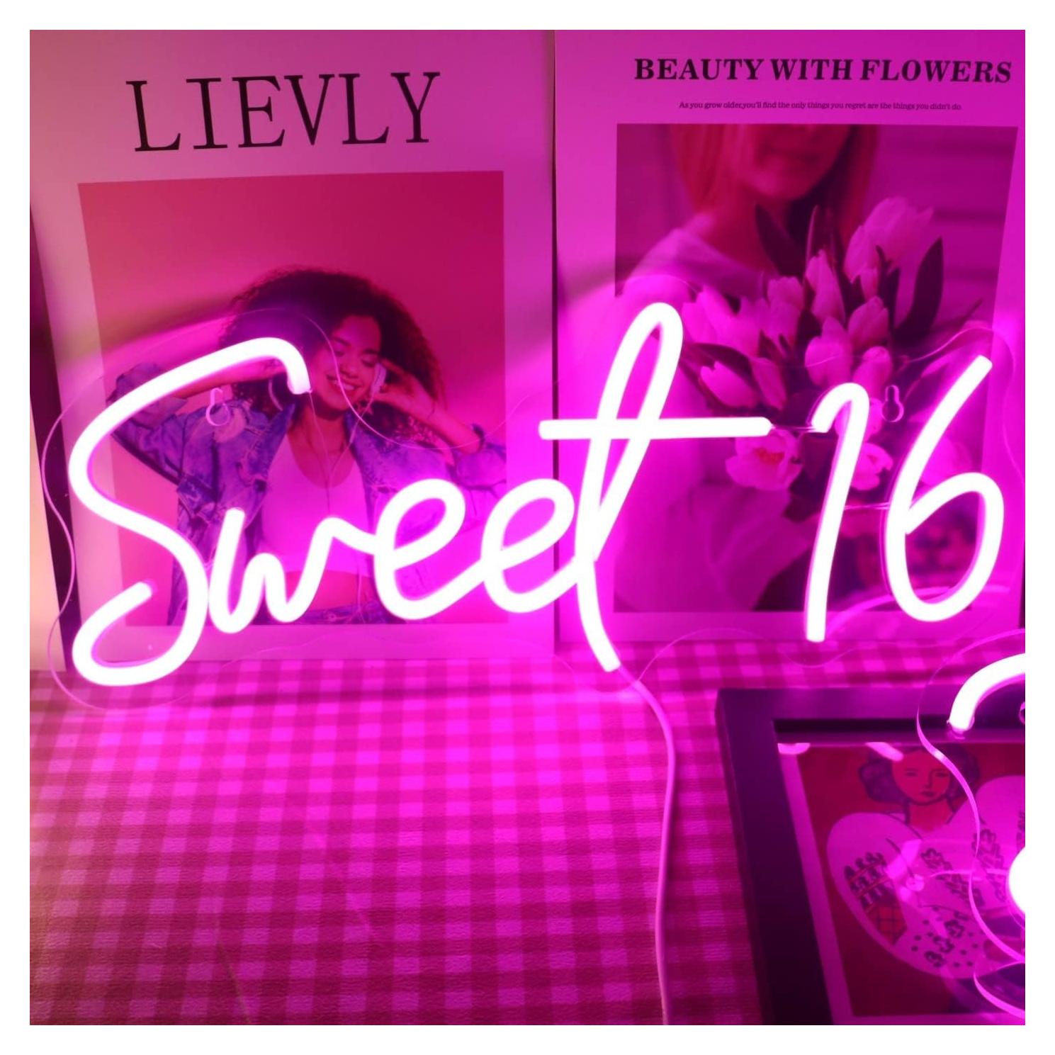 Luz Neon Rosa Dulce 16 QiaoFei con Regulador USB 41.91x17.78 cm