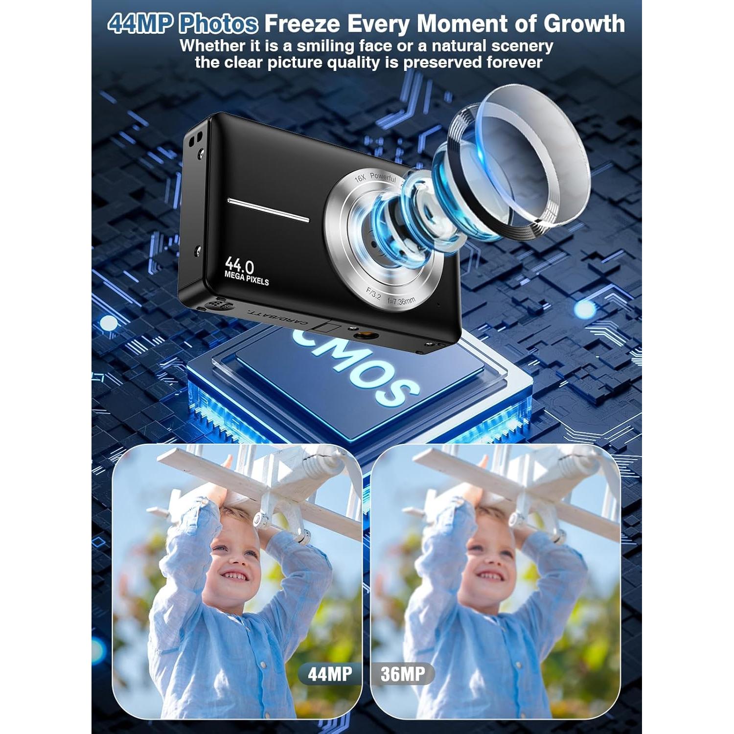 Cámara Digital para Niños Nsoela DC403 44MP FHD 1080P Zoom 16X