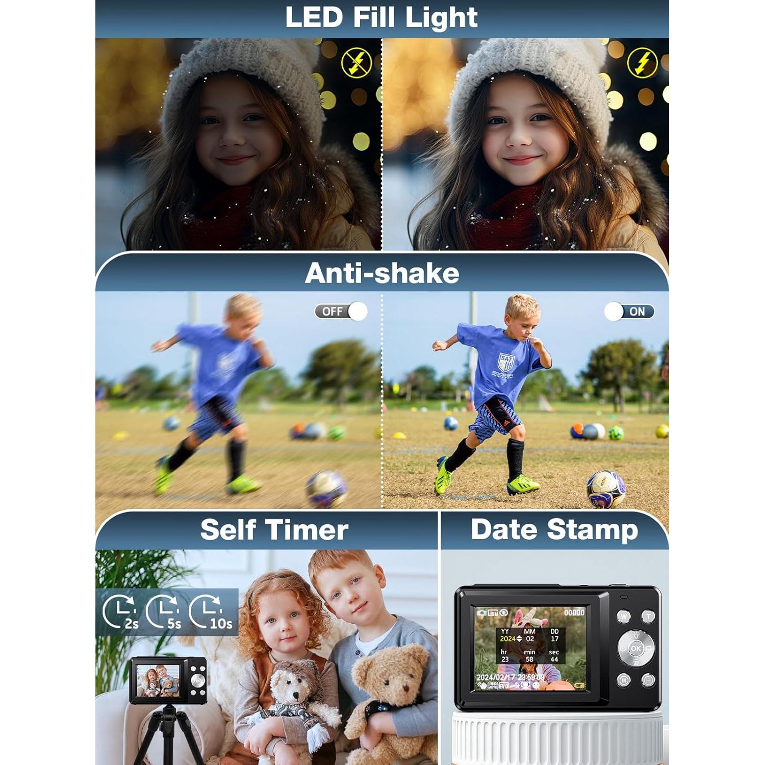 Cámara Digital para Niños Nsoela DC403 44MP FHD 1080P Zoom 16X