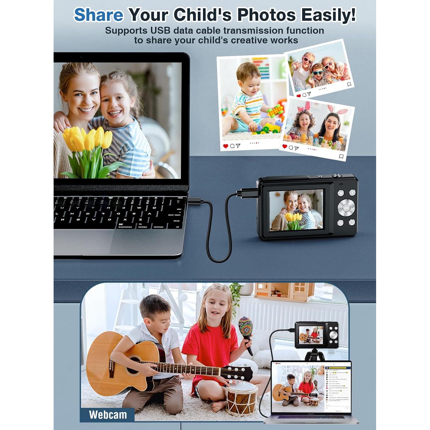 Cámara Digital para Niños Nsoela DC403 44MP FHD 1080P Zoom 16X