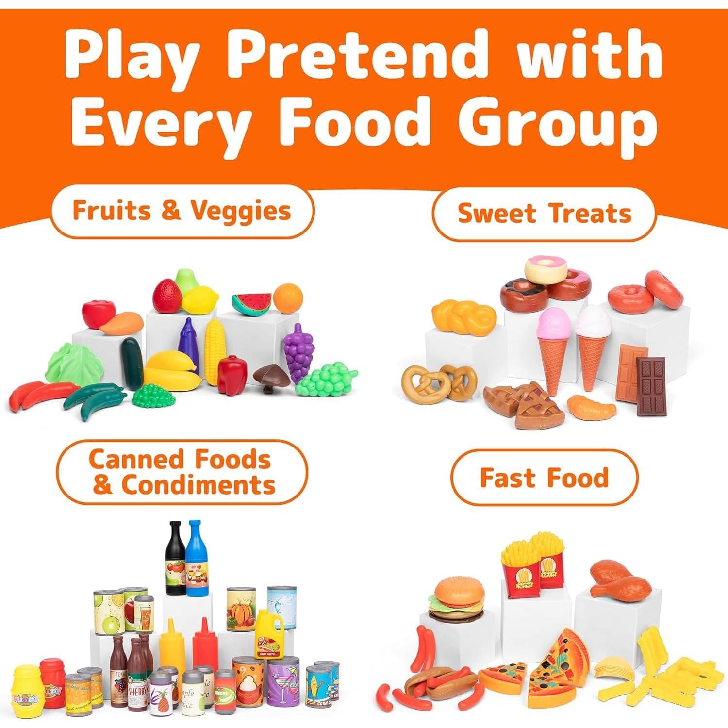 Set de Comida de Juguete Jaxojoy 122 Piezas Cocina Infantil