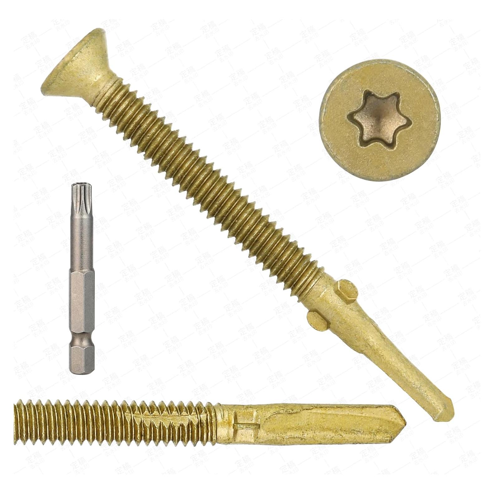 50 Tornillos Autoperforantes T30 Torx 14 x 70 mm para Madera a Metal