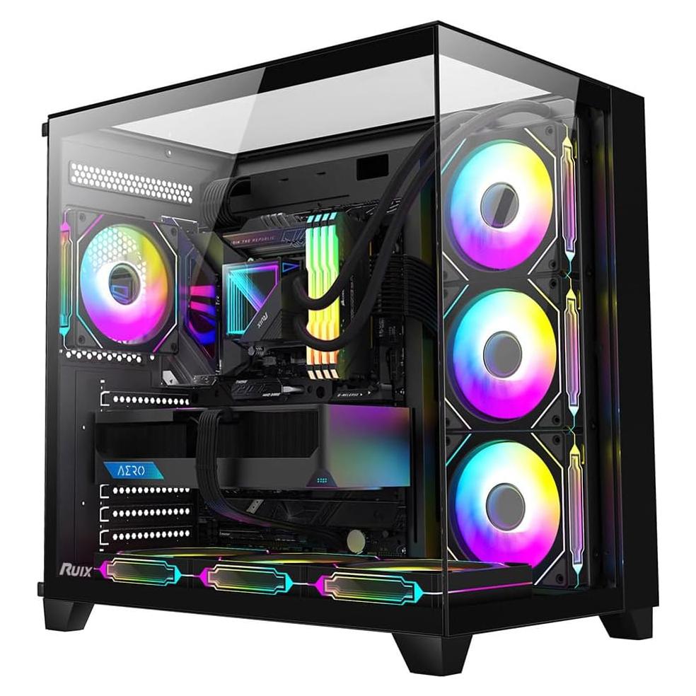 Caja de PC RUIX OV403 Mid-Tower ATX con 4 Ventiladores ARGB