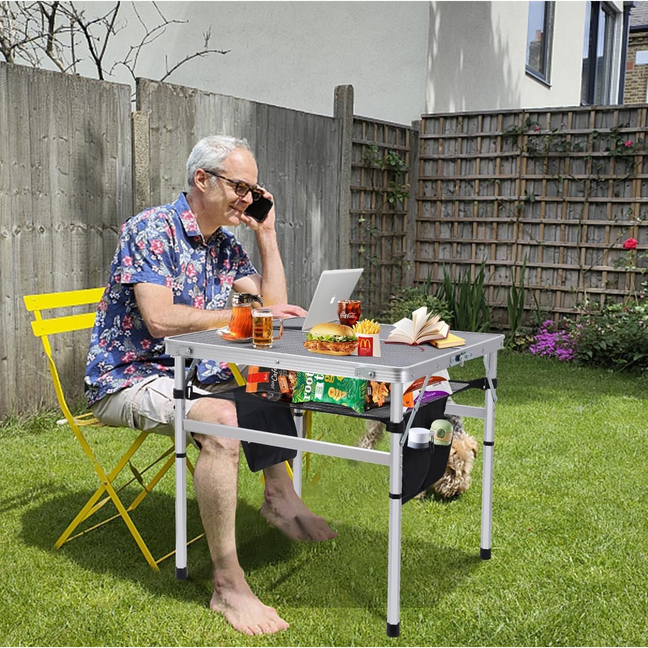 Mesa Cuadrada Plegable Nice C 60CM Ajustable Blanca