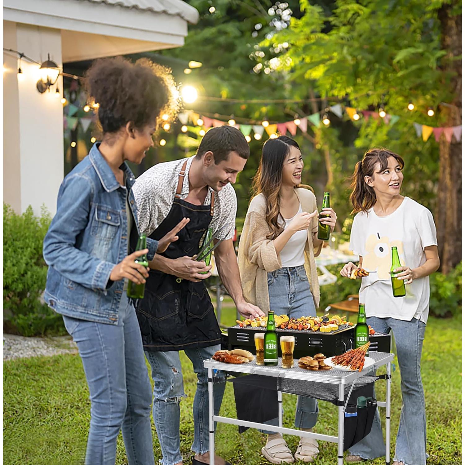 Mesa Cuadrada Plegable Nice C 60CM Ajustable Blanca