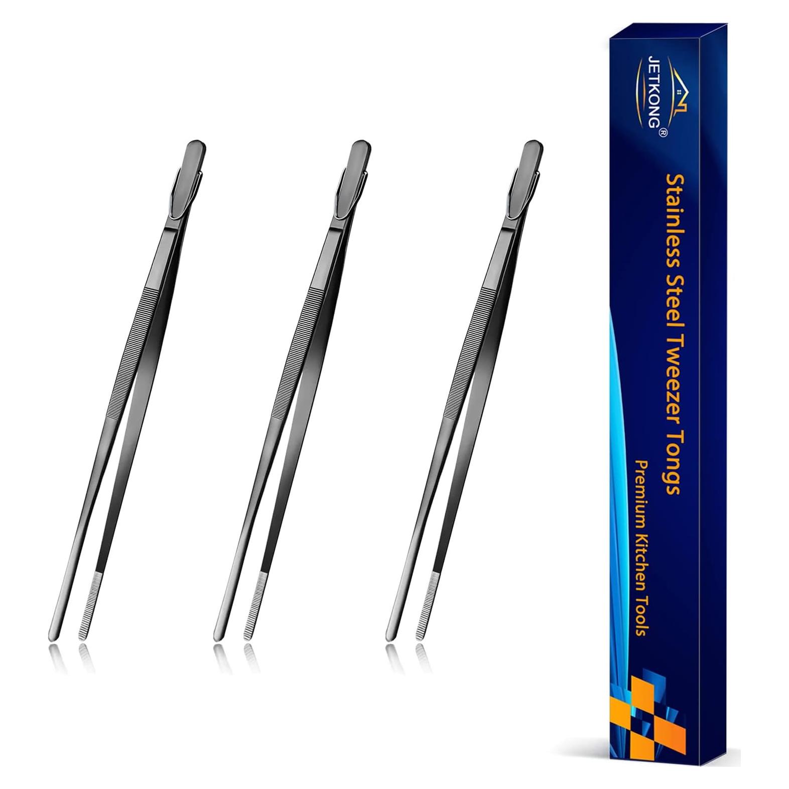 Set de 3 Pinzas de Cocina JETKONG 18 cm Acero Inoxidable Negro