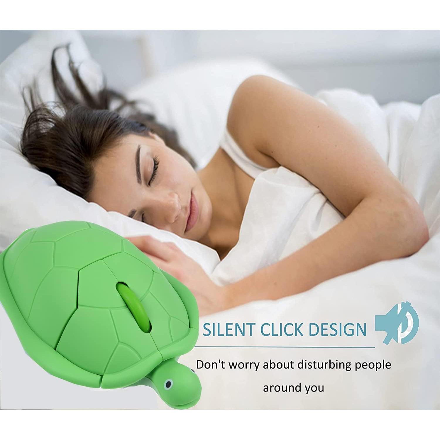 Ratón Inalámbrico Ergonómico Verde Tortuga USB Óptico