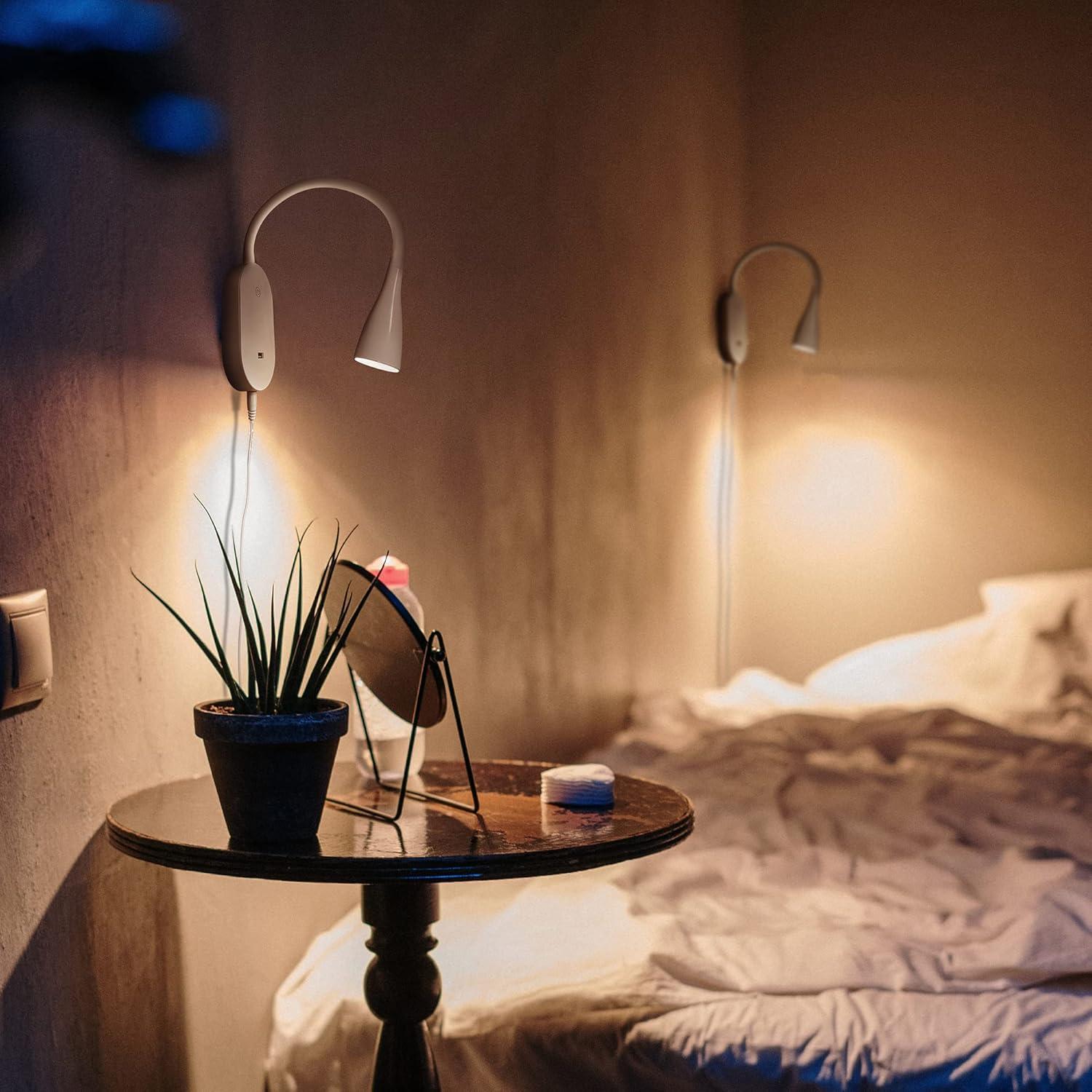 Lámpara de Lectura de Pared TOPMB 3000K con USB y 5 Brillos