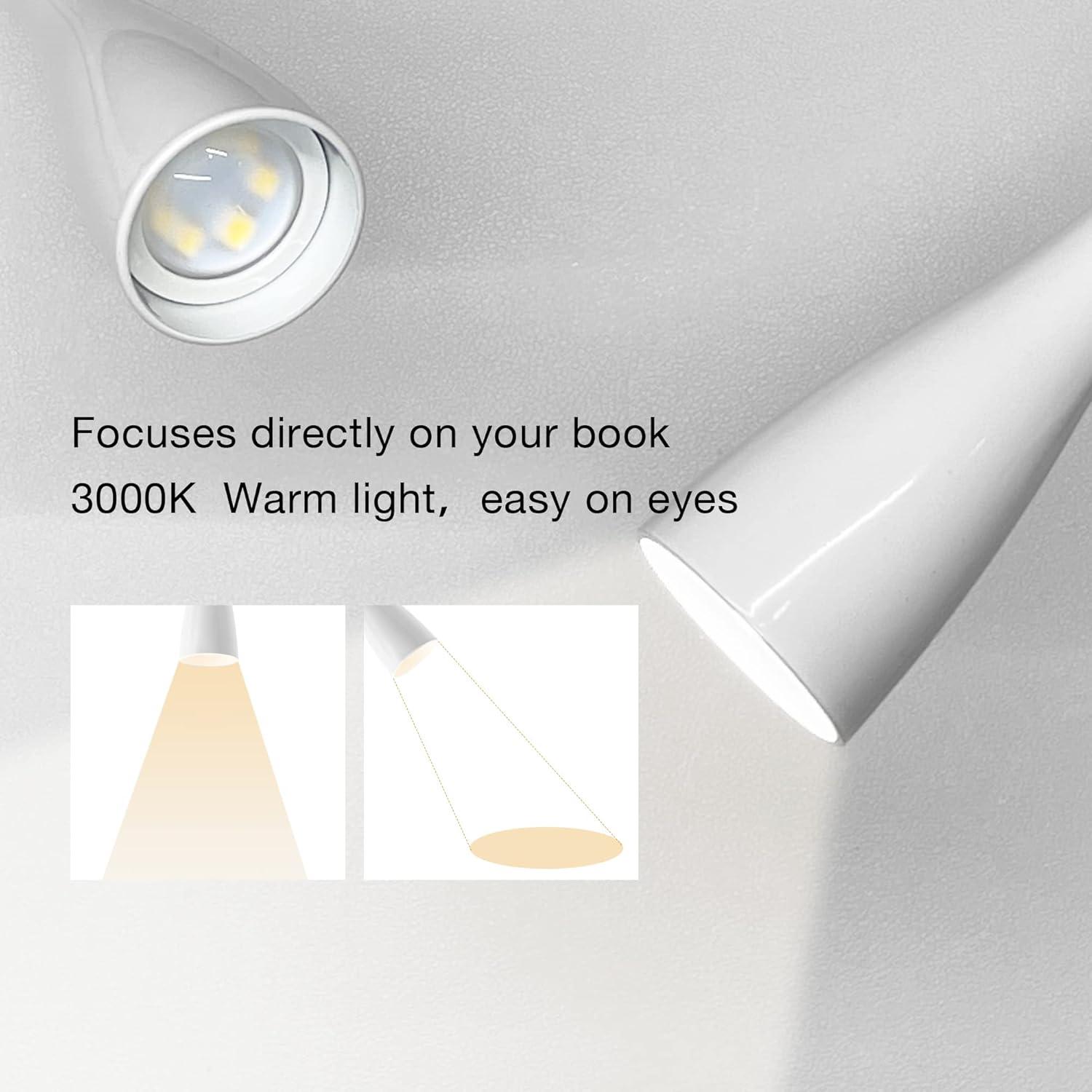 Lámpara de Lectura de Pared TOPMB 3000K con USB y 5 Brillos