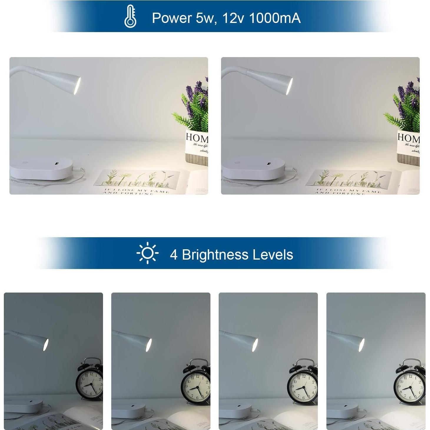 Luz de Lectura de Pared TOPMB con USB y 5 Niveles de Brillo