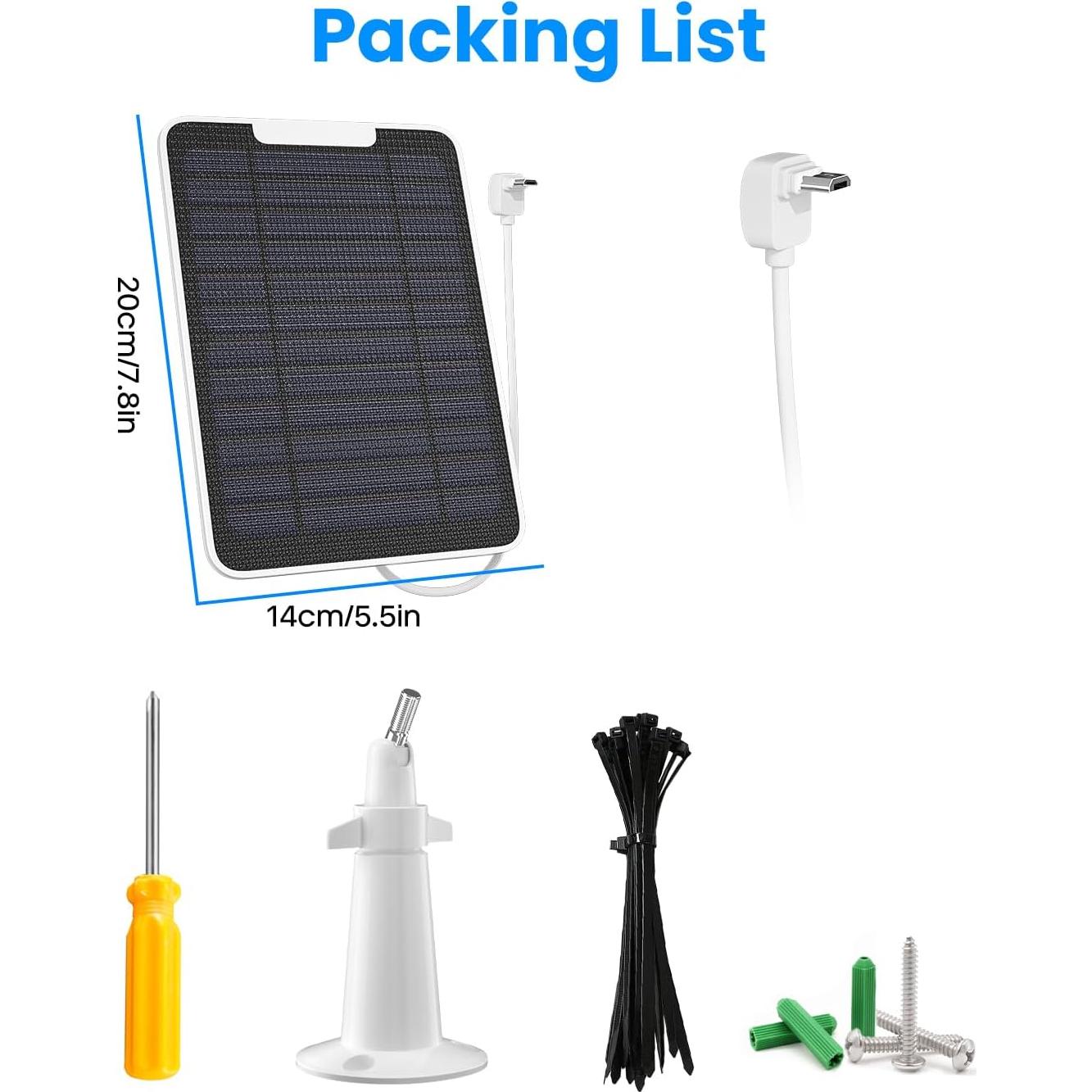 Cargador Solar WININMETA 5W para Cámara Arlo Essential