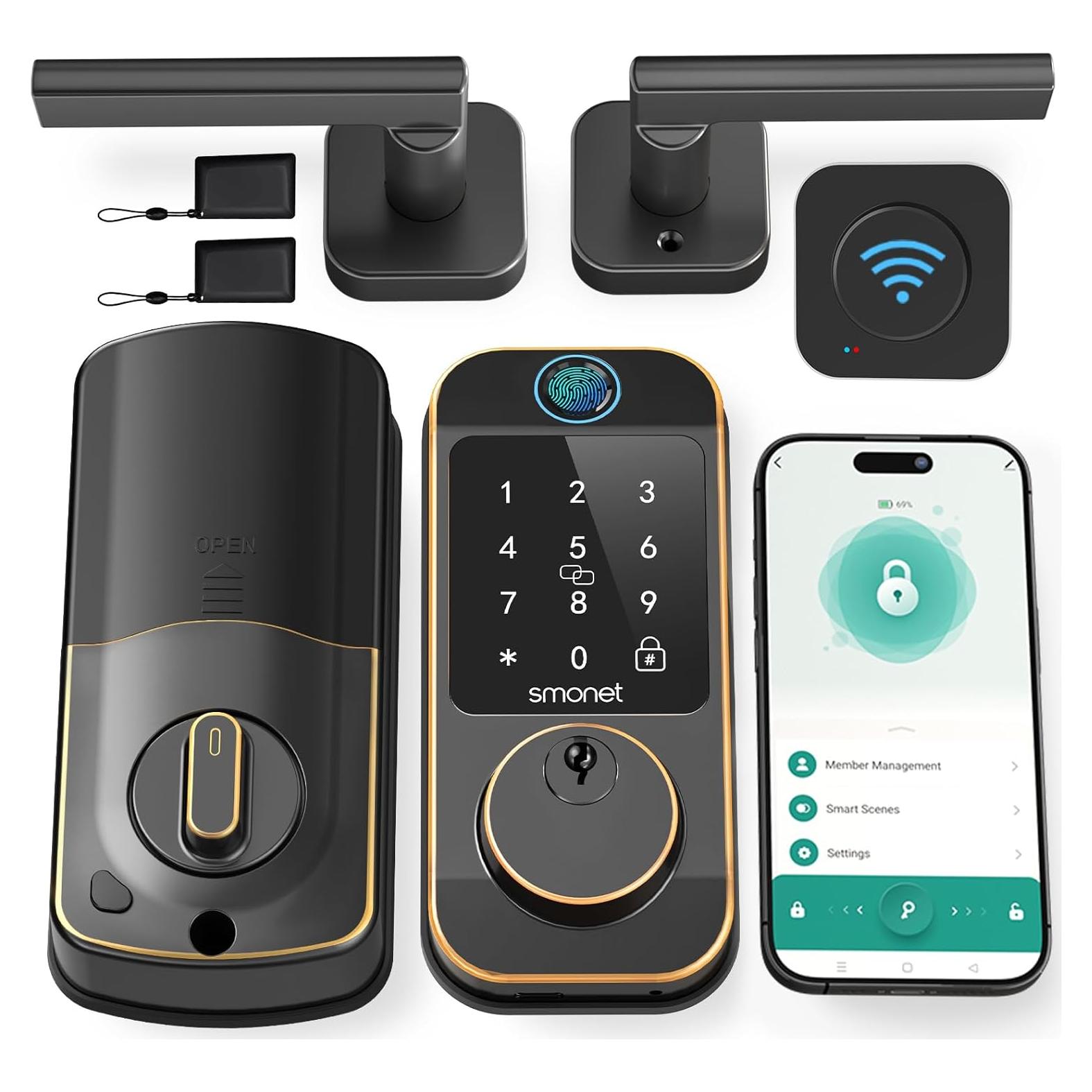 Cerradura Inteligente SMONET WiFi con Manijas y Teclado