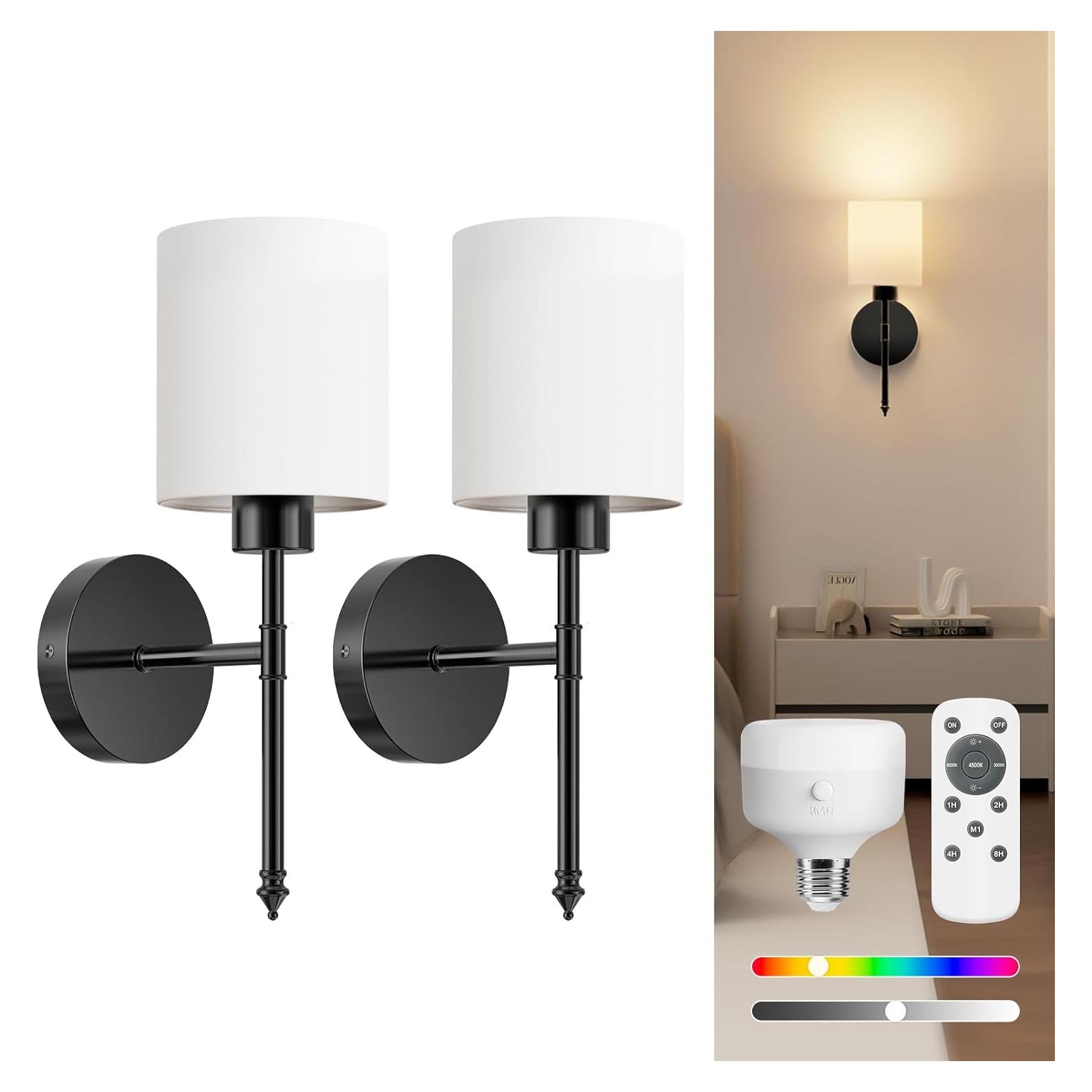 Apliques de Pared Inalámbricos NIORSUN 38 cm, Juego de 2, Recargables