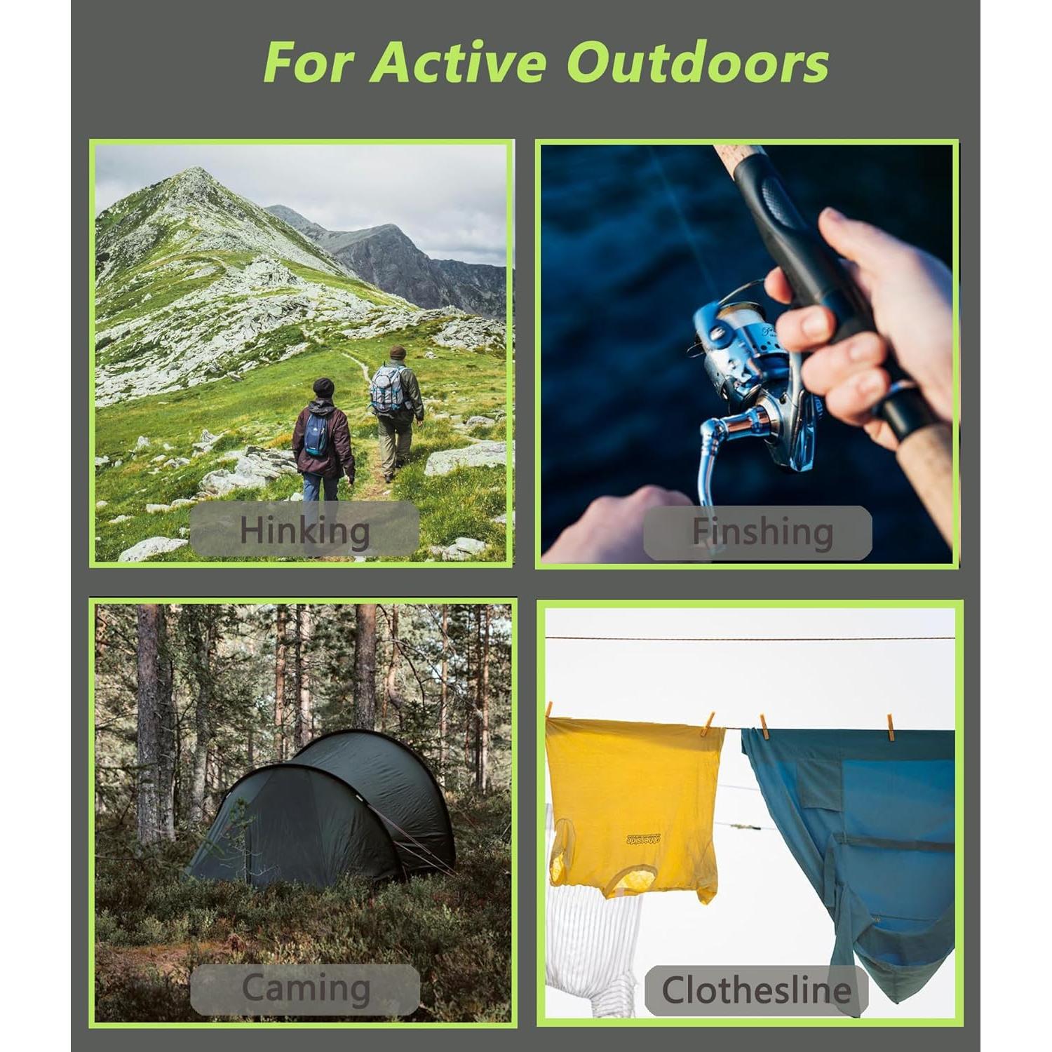 Cuerda Paracord Reflectante 2mm LUYADIN 20m 108kg Verde