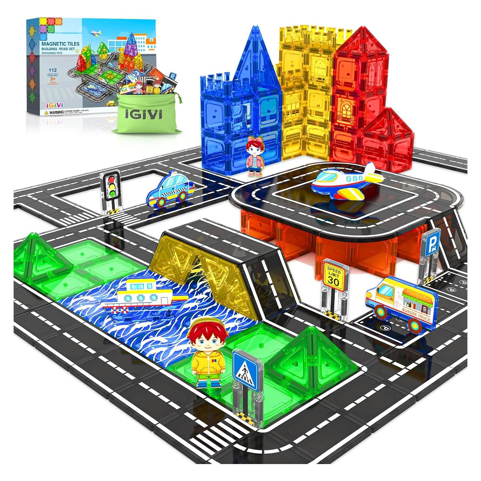 Juego de carretera magnético 112 piezas IGIVI para niños