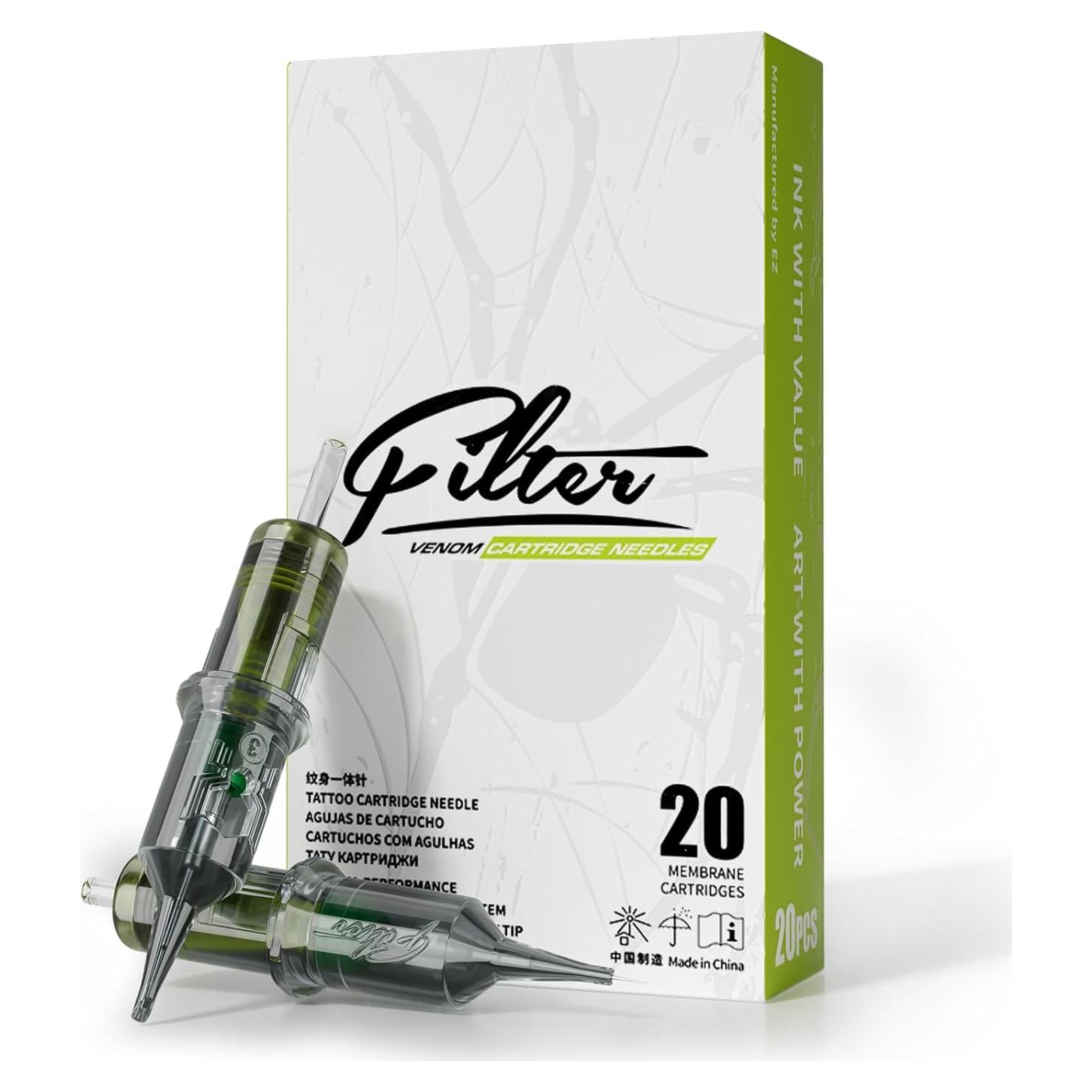 Agujas de Cartucho para Tatuaje Venom 20Pcs 0.18MM Liner