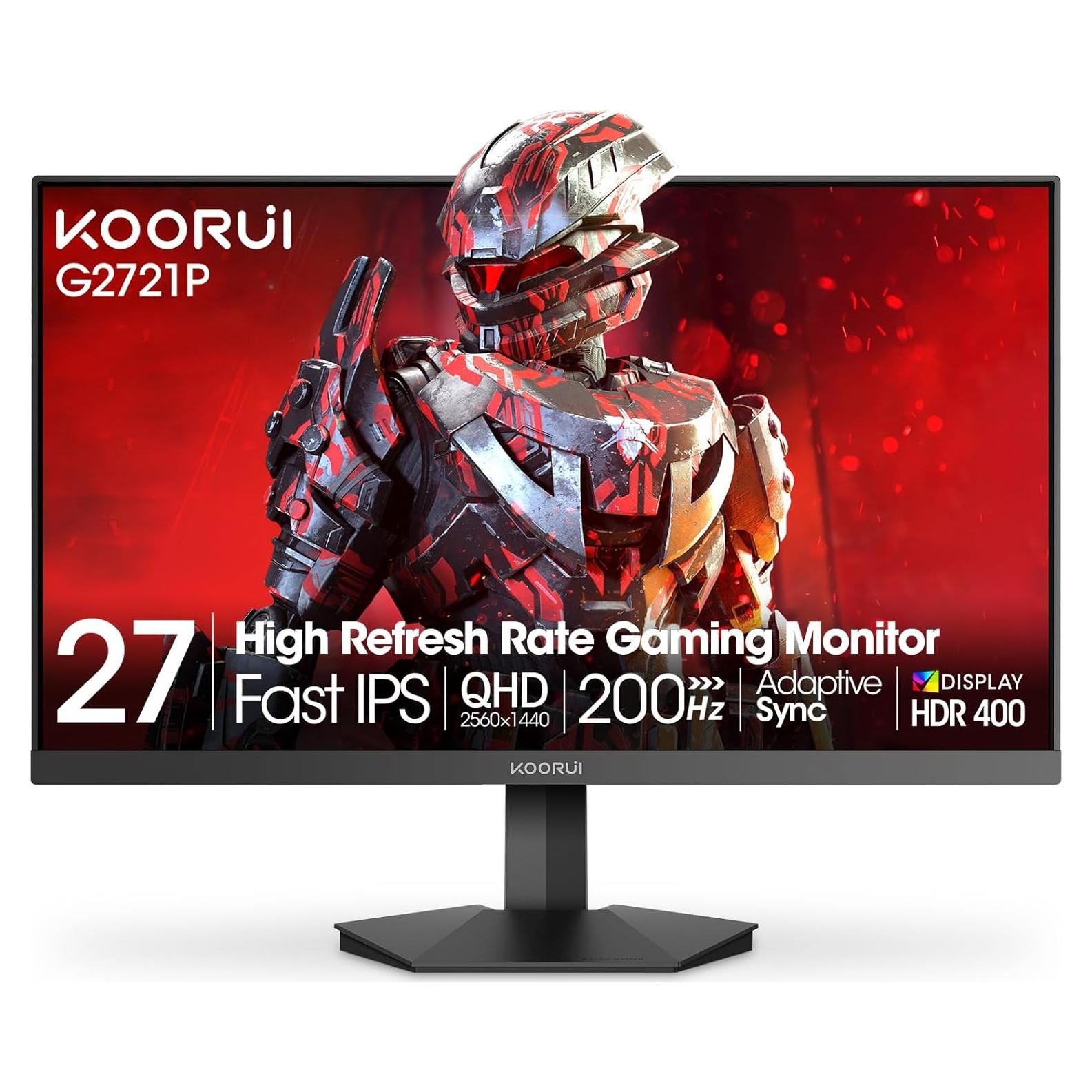 Monitor de Juegos KOORUI 27" QHD 200Hz 1ms IPS FreeSync