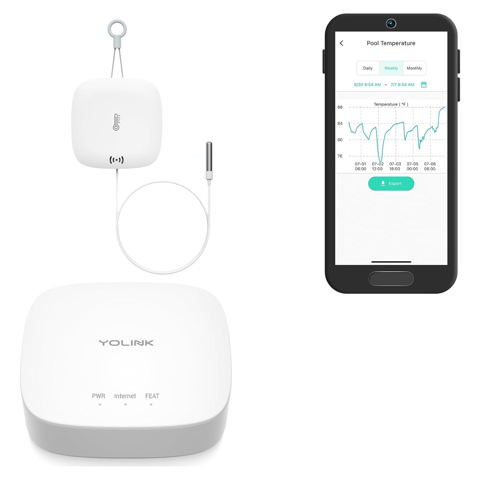 Sensor de Temperatura y Humedad a Prueba de Agua YoLink con Hub