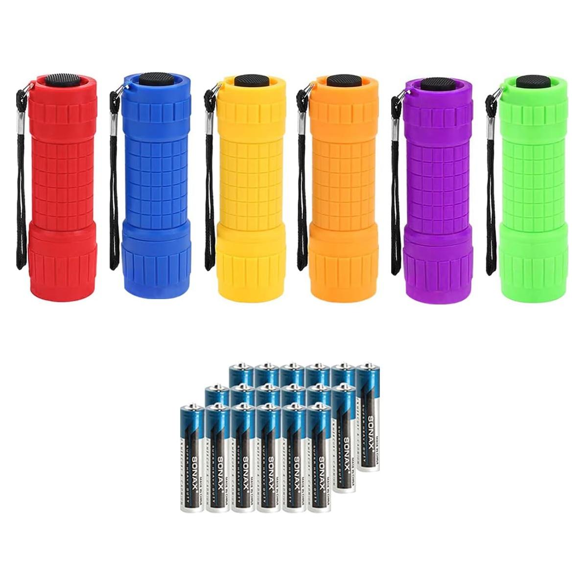 Paquete de 6 Linternas Mini LED Whaply con 18 Baterías AAA