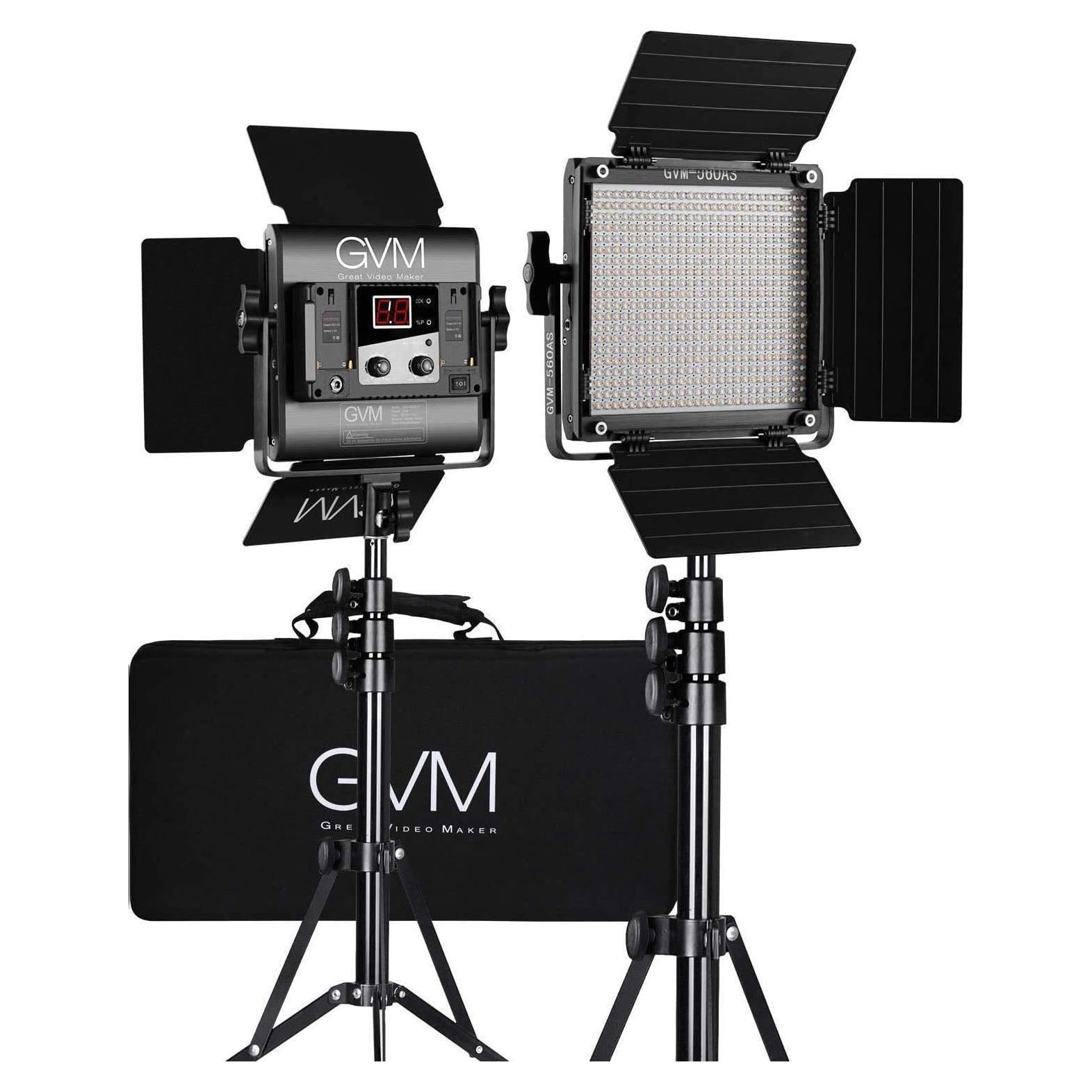 Luz de Video LED GVM 560 Bi-Color Regulable 2 Paquetes