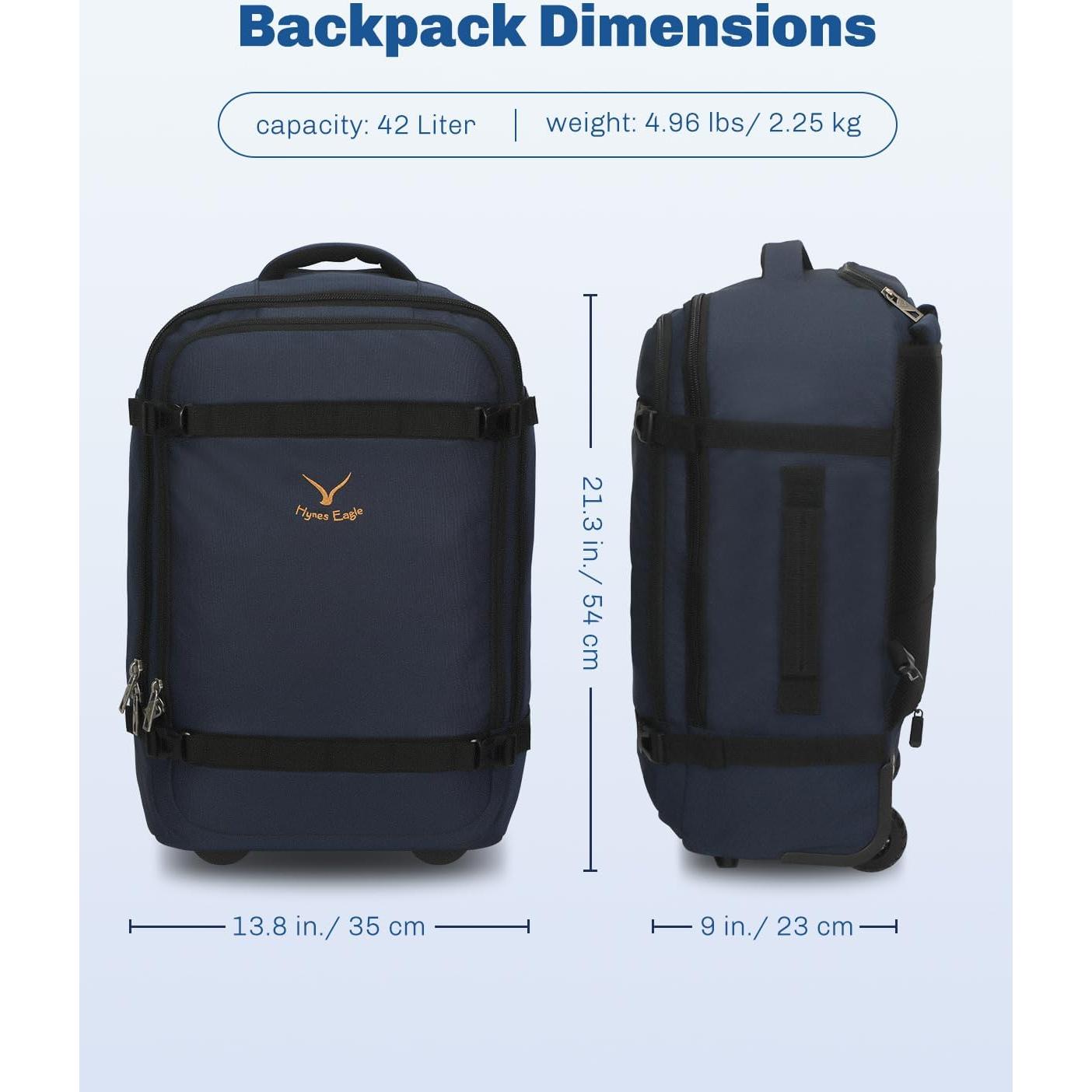 Mochila Rodante Hynes Eagle 42L Aprobada para Vuelo Azul